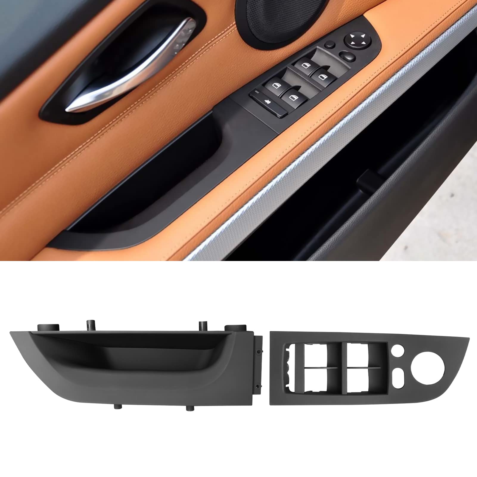 Jaronx Compatible With Bmw 3 Series E90 Lci/E91 Lci Driver Side Door Handle 2008-2011, Window Switch Panel Cover Door Pull Handl