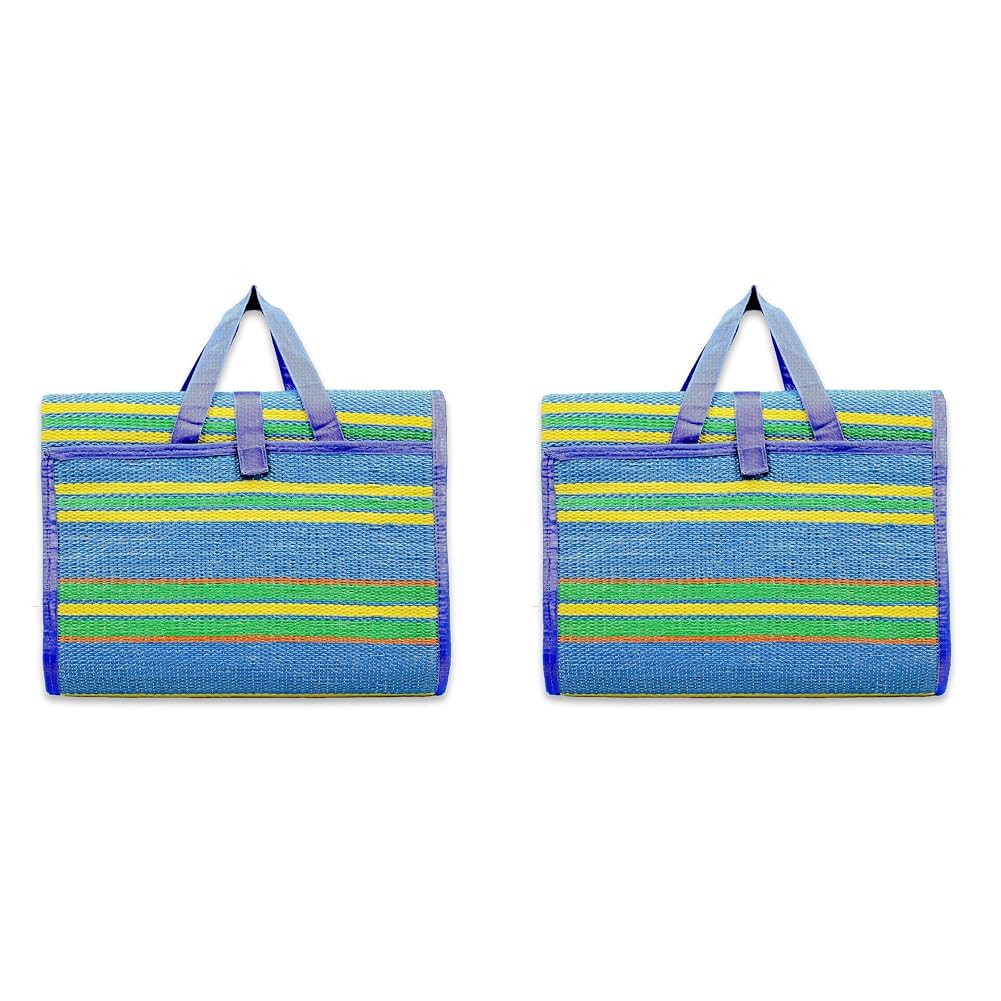 Camco Handy Mat With Strap | Perfect For Picnics, Beaches, Rv And Outings | Measures 72 '' X 108 '' | Blue/Green (42814) (Pack O