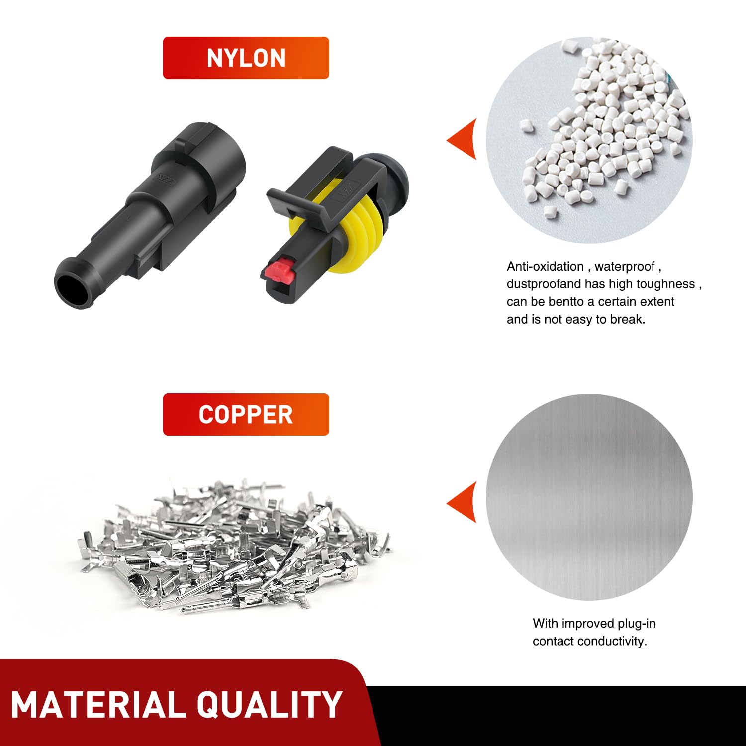 Nilight 120Pcs 1 Pin Electrical Connector Plug Male Female Terminal Wire Connectors Waterproof One Way Automotive Connect Set Fo