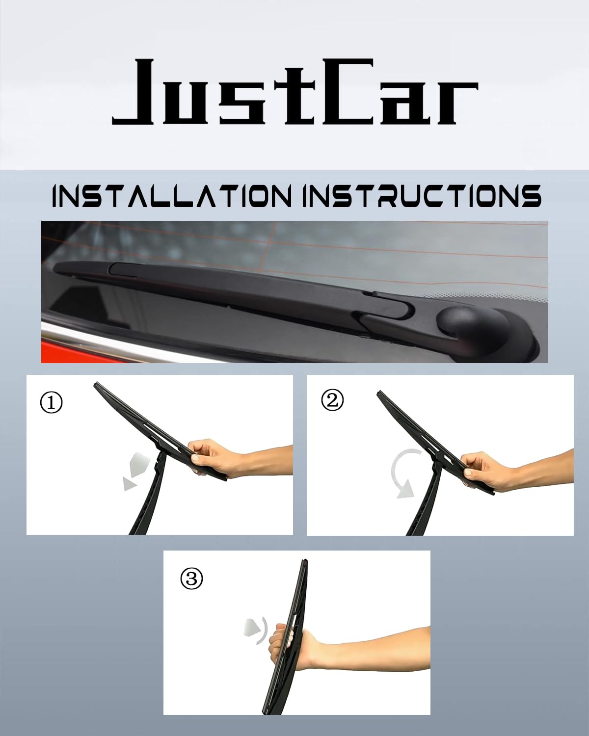 Justcar 12'' Rear Wiper Blade Replacement For Ford Escape 2012 2011 2010 2009 2008 Flex 2019 2018 2017 2016 2015 2014 2013 2012