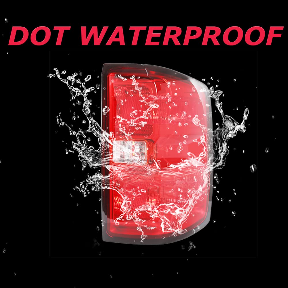 Pit66 Tail Lights Assembly W/O Bulbs, Compatible With 2014-2019 Chevy Silverado/2015-2019 Gmc Sierra Tail Lamp Passenger Side Red Lens