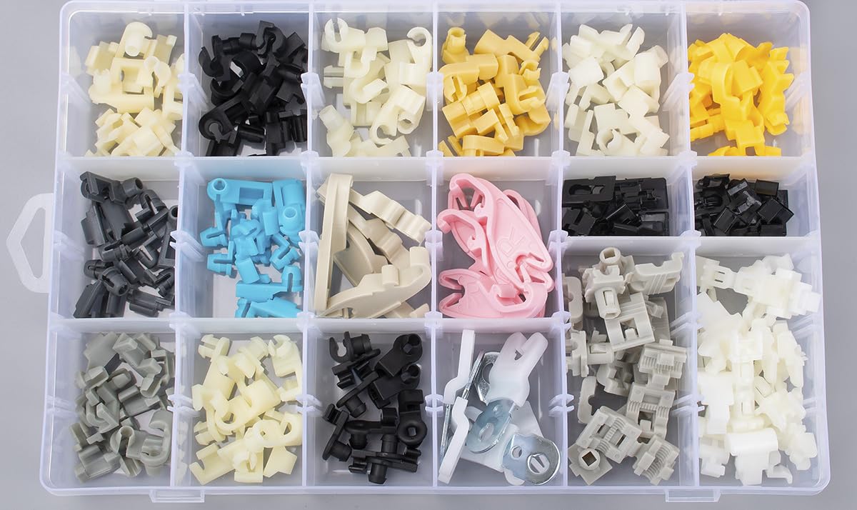 OAUTOO 165pcs Door Lock Rod Clips Assortment for GM Ford Chrysler Toyota Mazda - Multi-Color, One Size, Durable Automotive Accessories