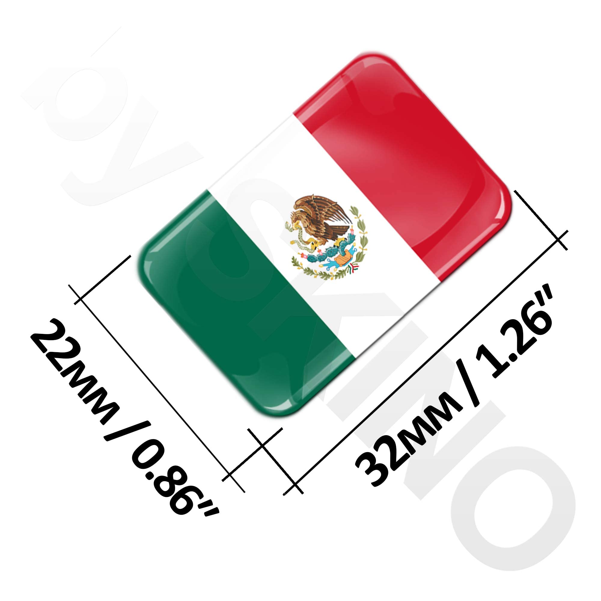2 X 3D Mexico National Flag Domed Stickers 100% Waterproof & Uv Protected Decals Car Motorcycle Helmet F 120