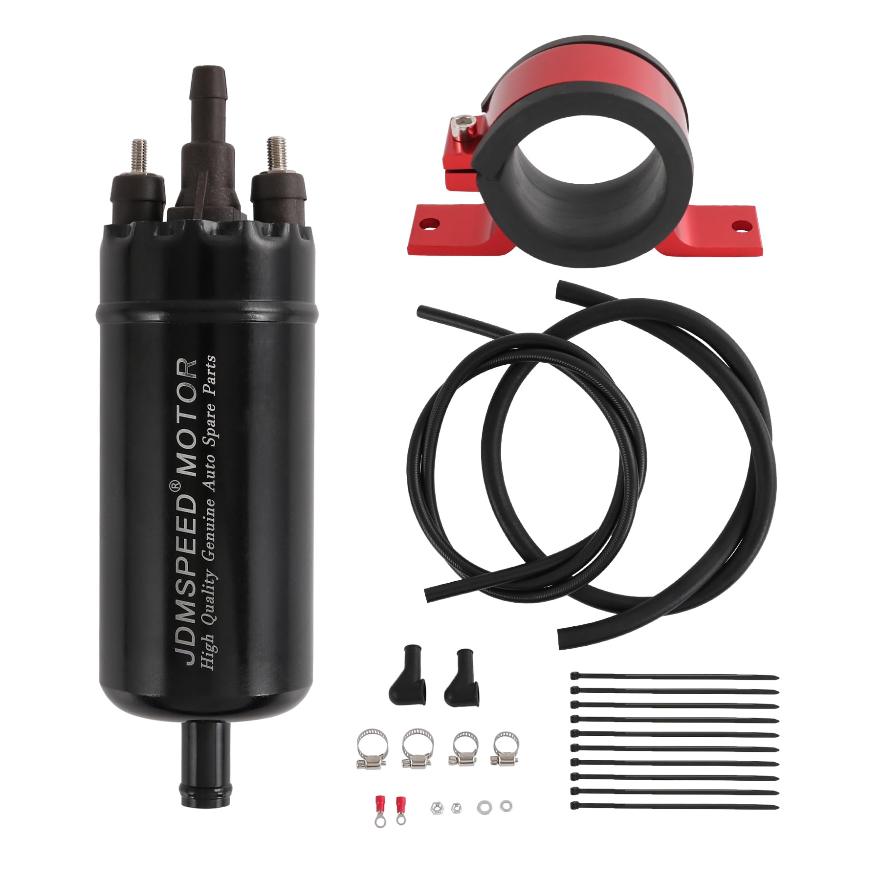 Universal External Inline High Pressure Fuel Pump 12V with Mounting Bracket Clamp and Fuel Hose Replace 0580463016, 0580464020, 