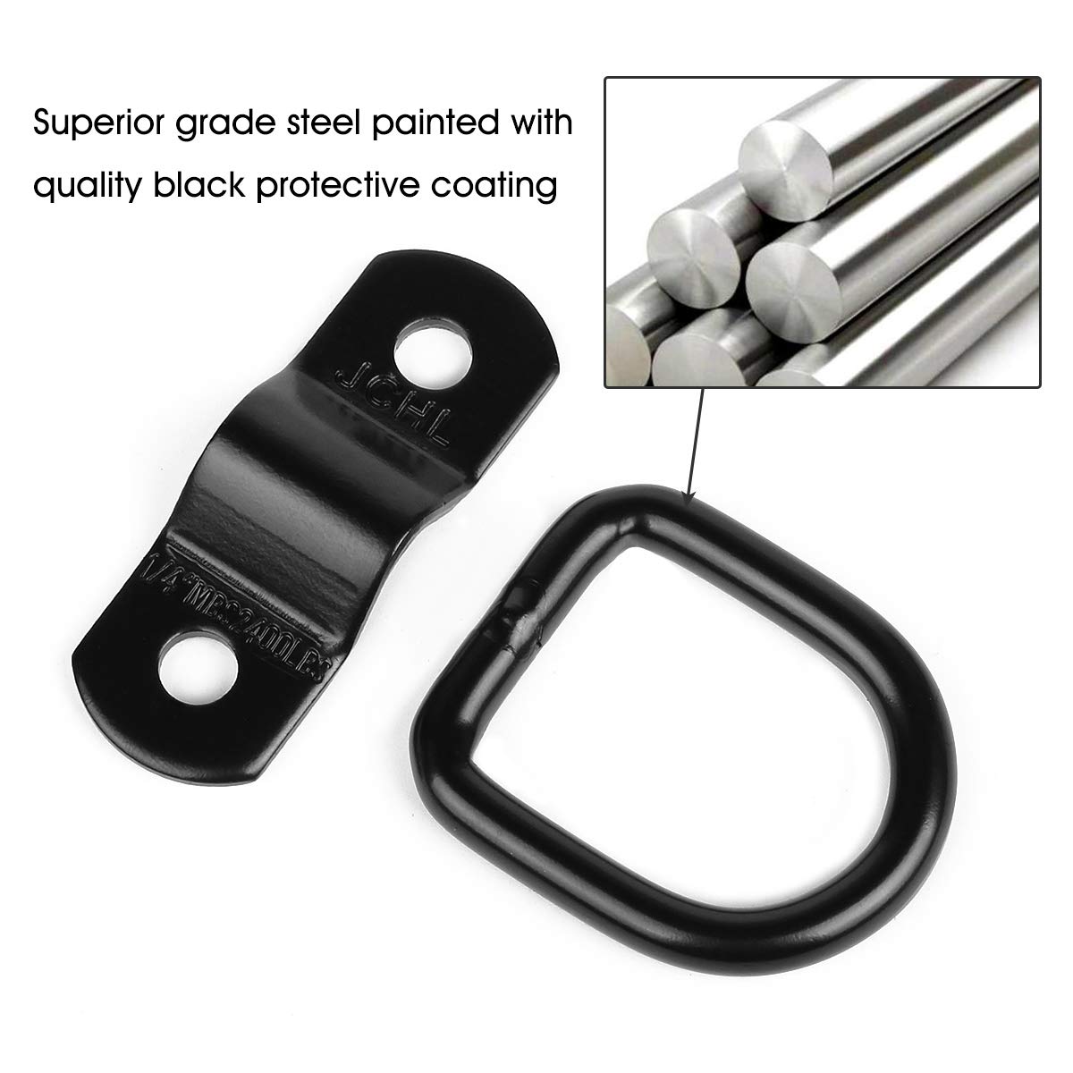 Jchl D Rings Tie Down Anchors Hooks For Trailer Truck Bed Bracket Enclosed Points Pickup Camper Surface Mount D-Ring Heavy Duty