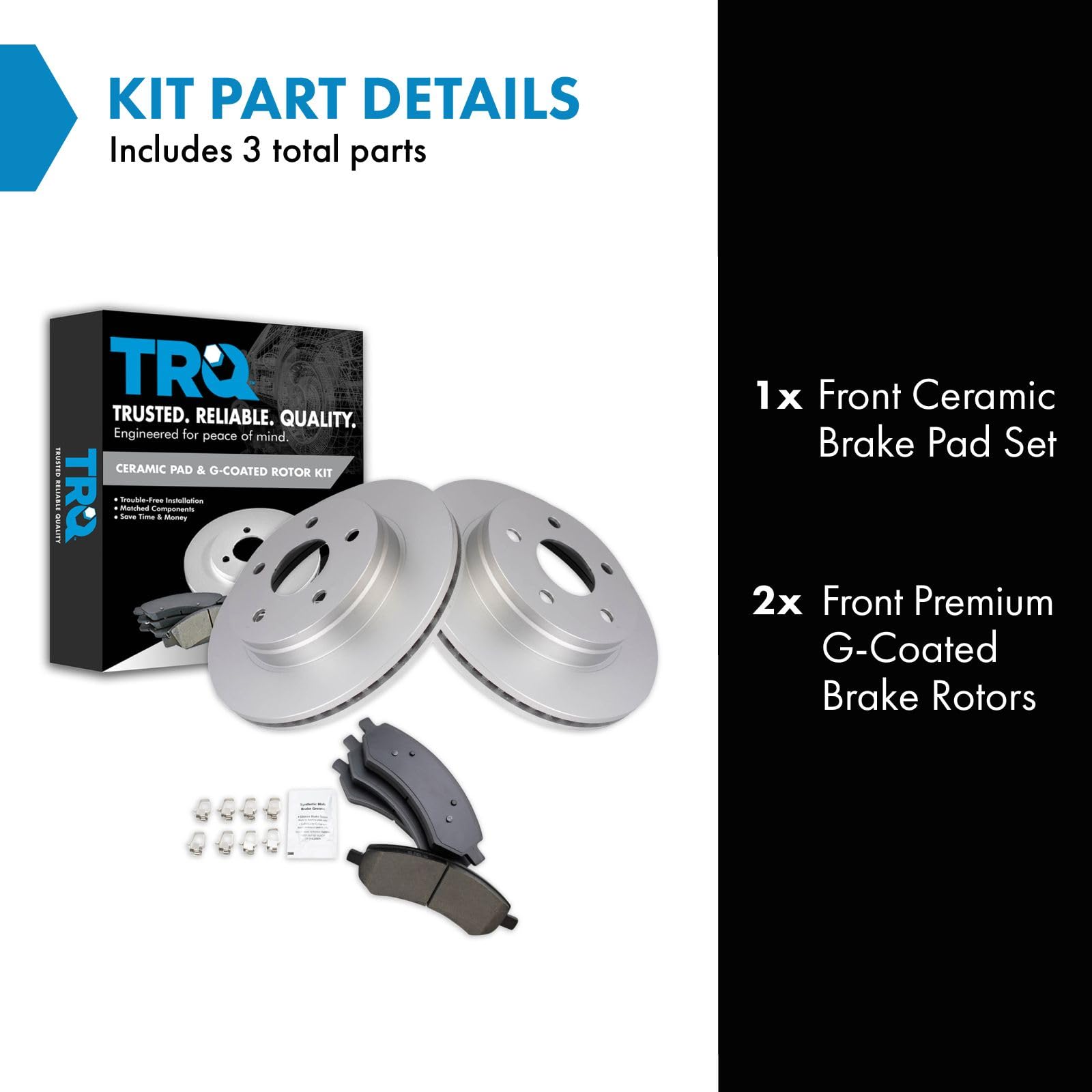 Trq Front Brake Pad & Rotor Kit Brake Pads Brake Rotor Ceramic Premium G-Coated Compatible With 2007-2009 Chrysler Aspen Dodge D