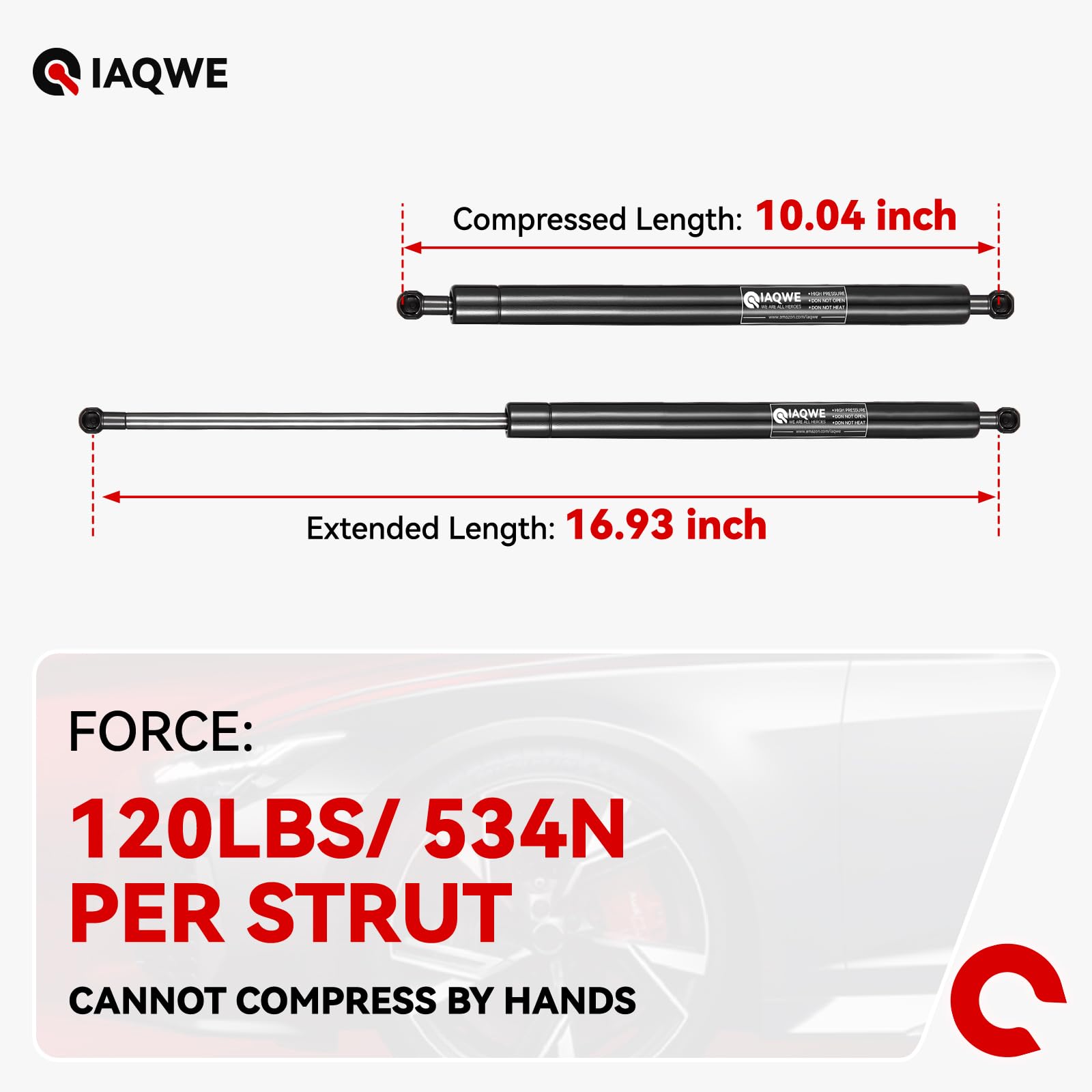 Iaqwe C16-15043 17 Inch 120Lb/534N Gas Struts Leer Are Snugtop Camper Shell Spring Shock Pickup Truck Topper Lift Support For Re