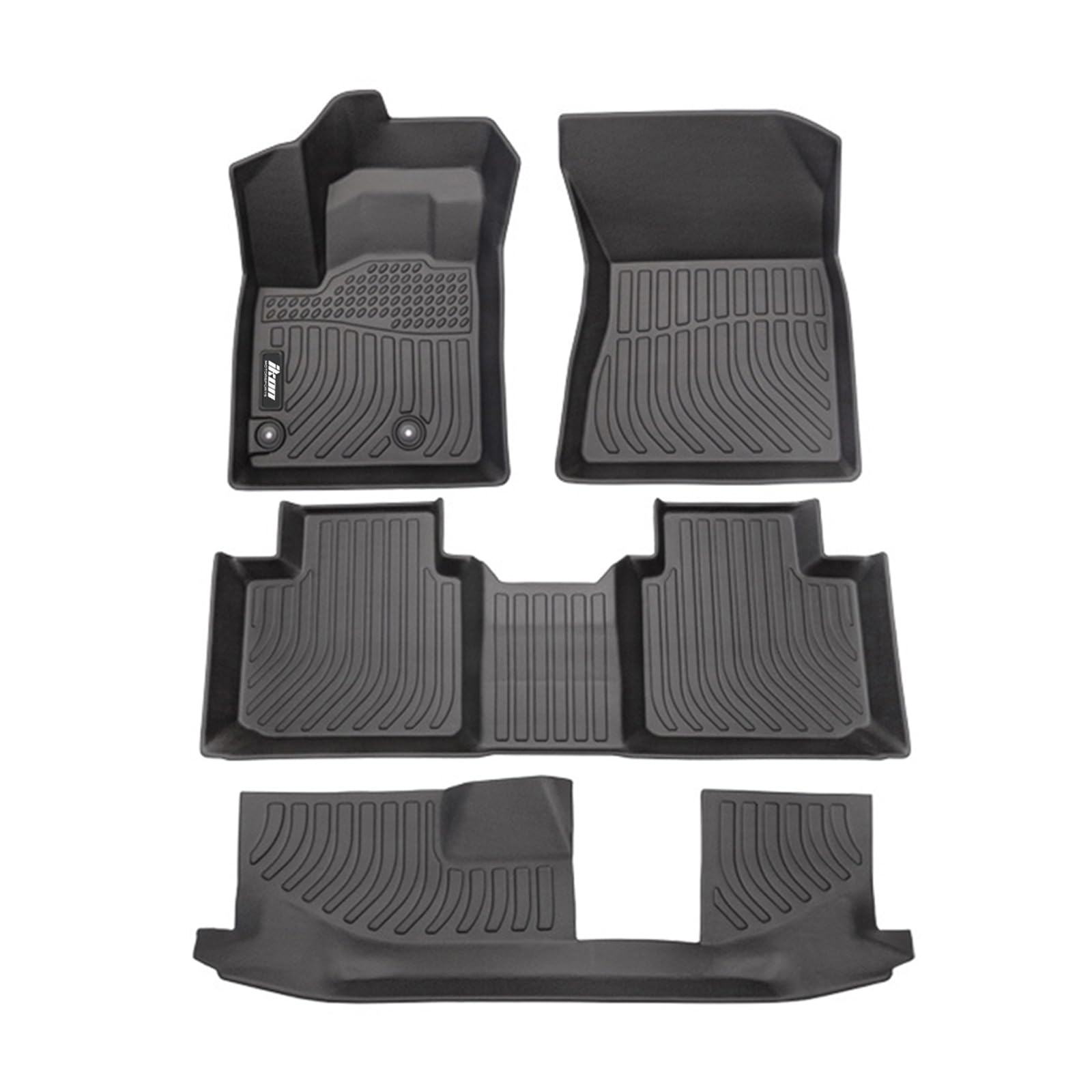 IKON MOTORSPORTS 3D TPE Floor Mats, Compatible with 2022-2025 Mitsubishi Outlander, All Weather Waterproof Anti-Slip Floor Liner