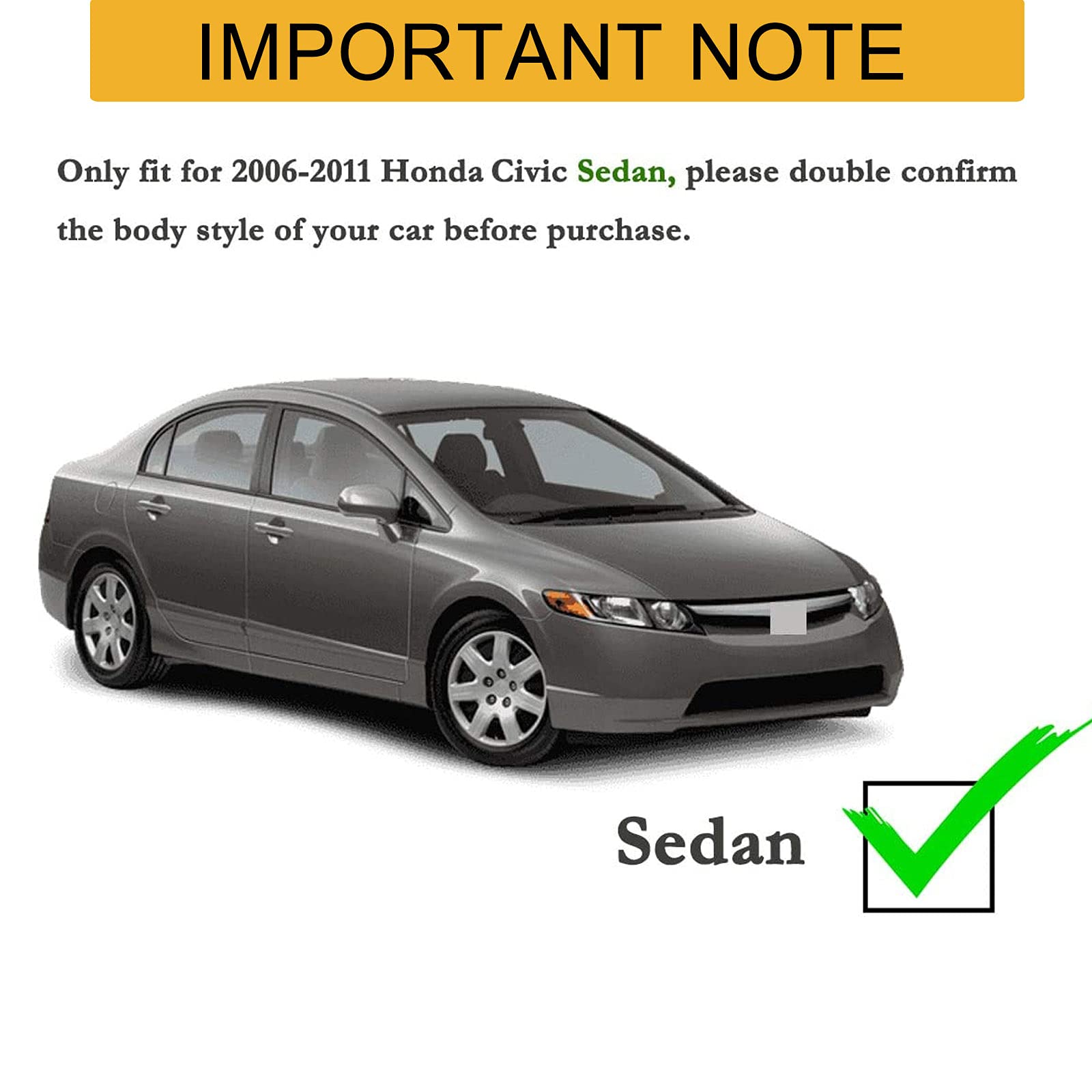 Yhtauto Set Of 4 Mud Flaps Splash Guards Accessories Replacement For Honda Civic 2006-2011 Sedan, Not Fit Side Skirts And Any Bo