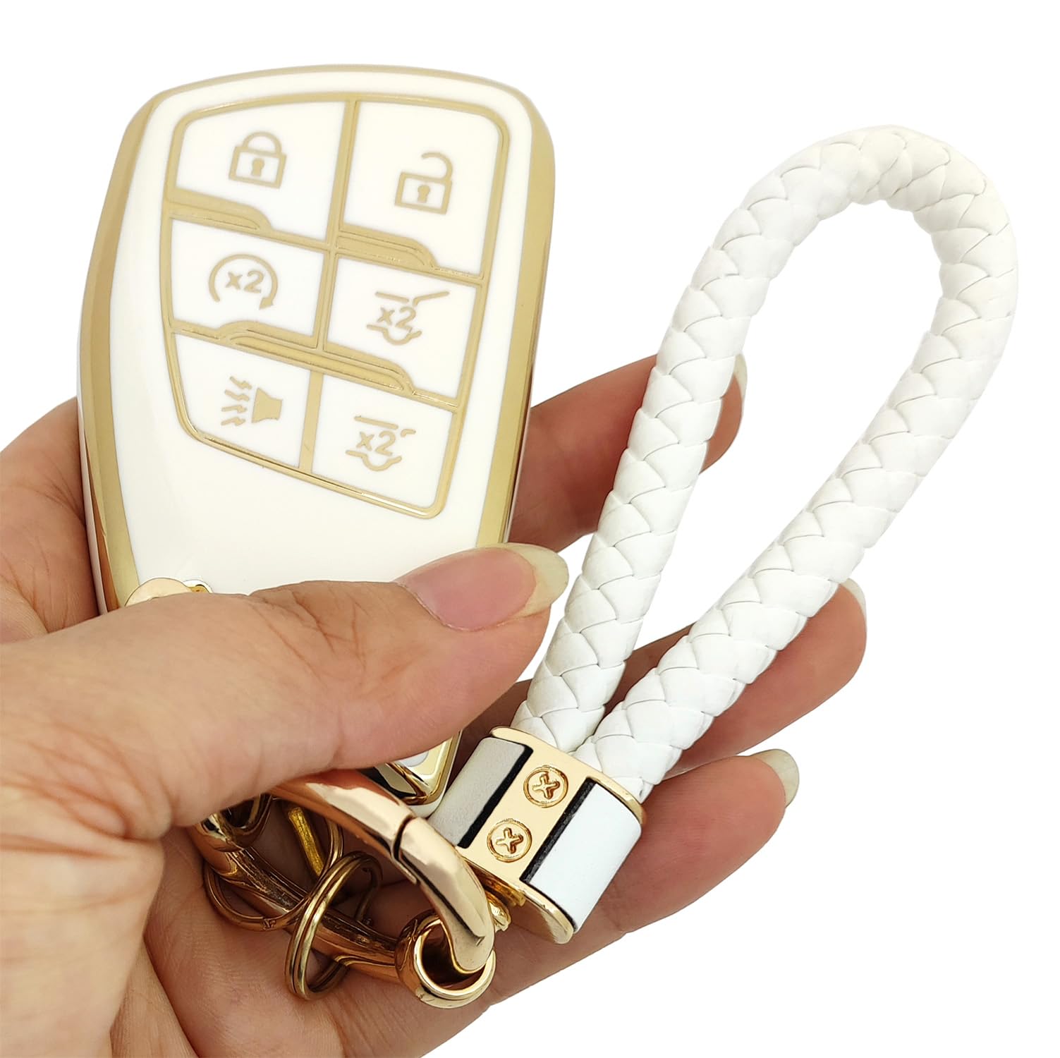 Arruweer 6 Buttons TPU Key Fob Cover Fit for Chevy 2021-2023 Suburban Tahoe GMC Yukon Buick Encore Avenir Key Shell Protector Ho