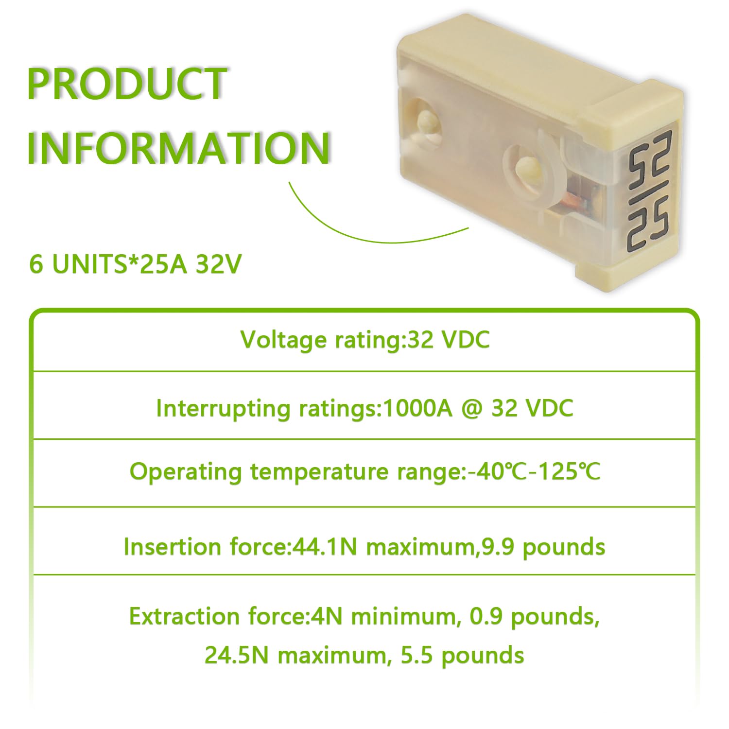 EPLZON 25A 32V Mini Automotive MCASE Shaped Cartridge Fuse Kit(Pack of 6pcs,25A)