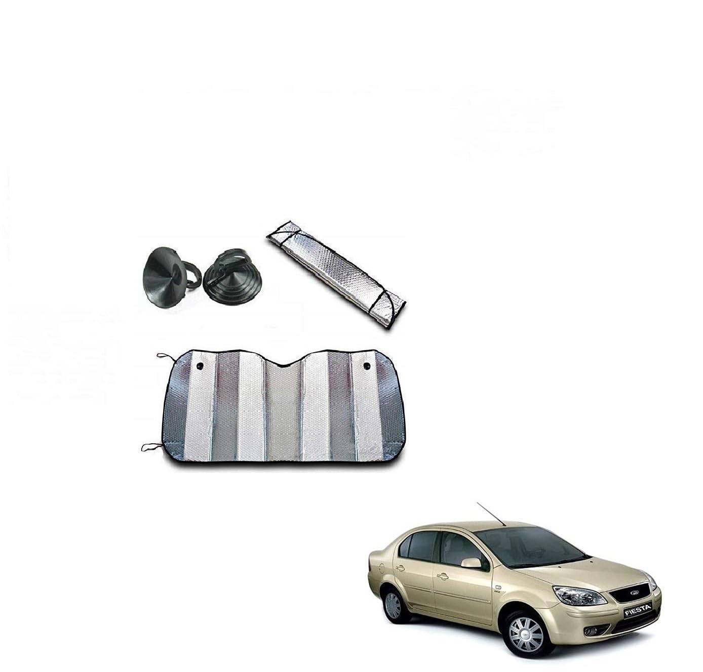 Kozdiko Car UV Protection Silver Foil Sunshade Film Windshield Visor Front Windshield Sunshade for Ford Fiesta Old