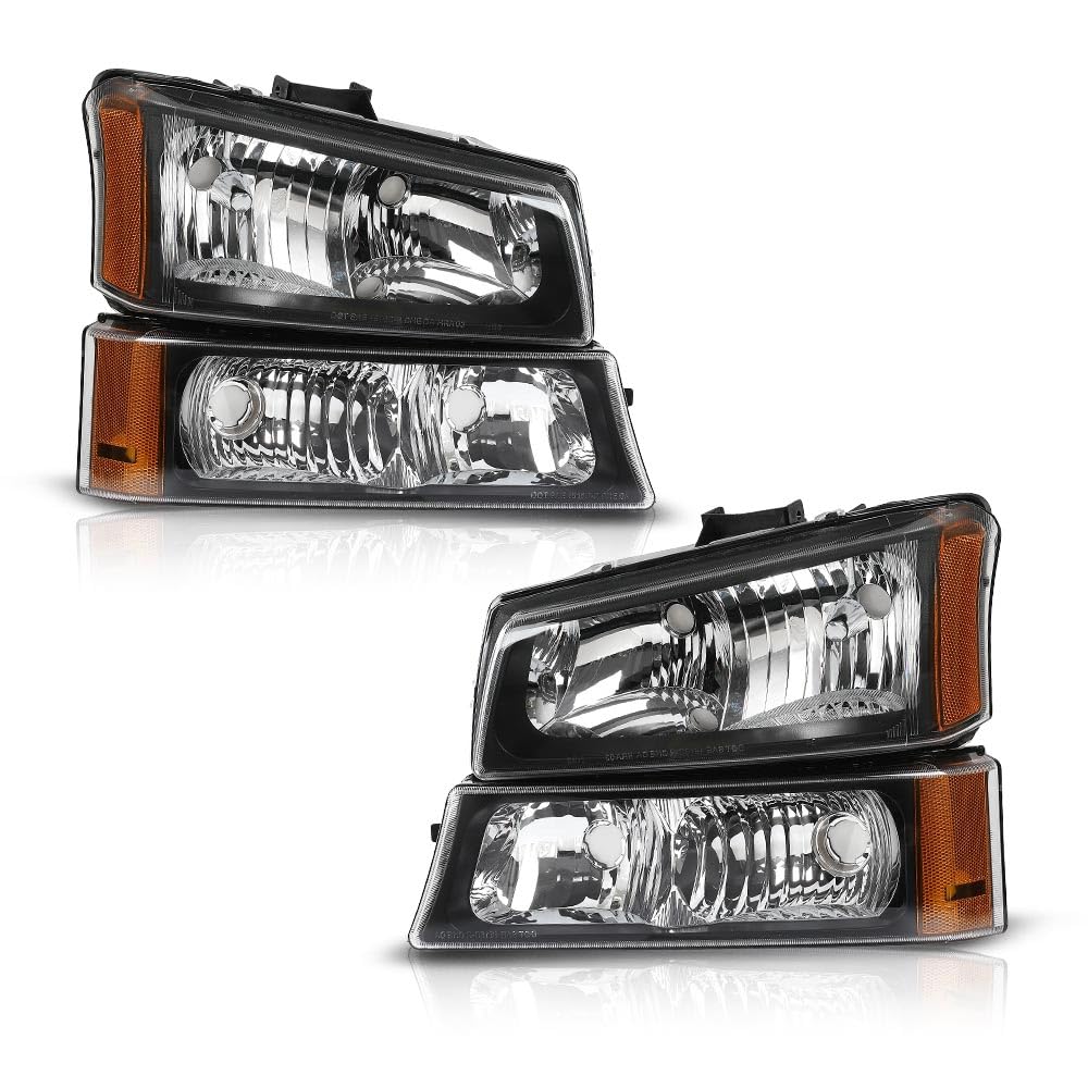 G-Plus Headlights Compatible With Chevy Avalanche 1500 2500/Fit Chevy Silverado 1500 2500 Hd 3500 2003-2006/Fit Chevy Silverado