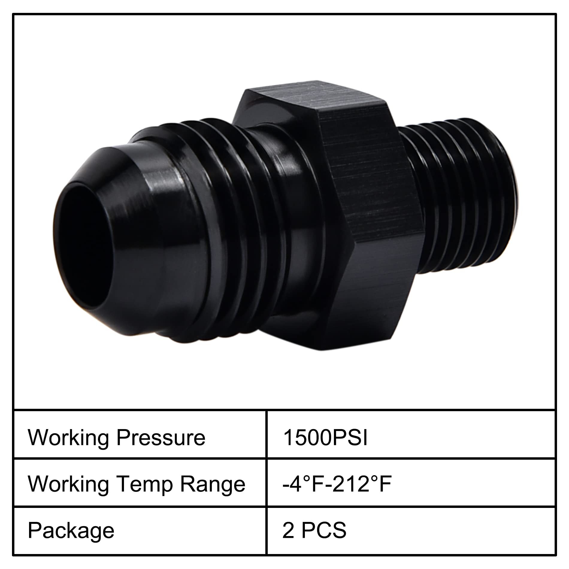 Evil Energy 6An Male Flare To M10 X 1.0Mm Male Metric Fitting Adapter Aluminium Alloy 2Pcs