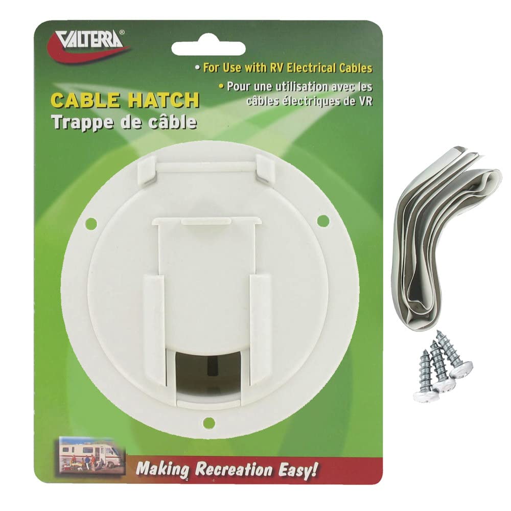 Valterra A10-2137Vp Medium Round Cable Hatch - White