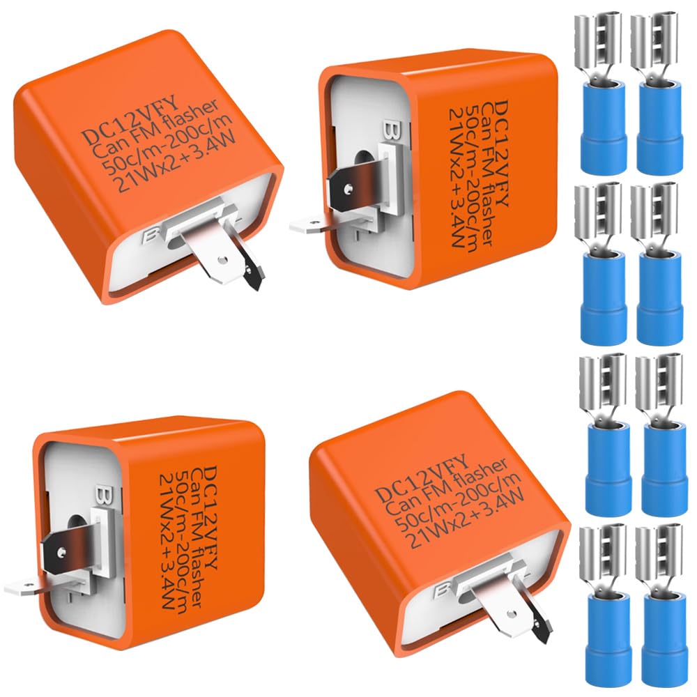 Gebildet 4Pcs 12V 2-Pin Universal Flasher Relay, Auto Motorcycle Led Turn Signal Flasher, Speed Adjustable Electronic Turn Signa