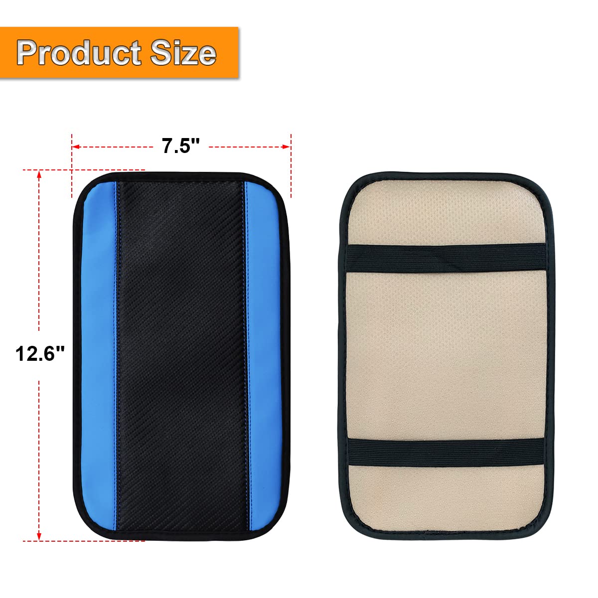 8Sanlione Car Center Console Cover, 12.6X7.5 Pu Leather Car Armrest Cover Universal Waterproof Center Console Pad, Car Accessories Interior Protection For Cars, Vehicles, Suvs (Blue)