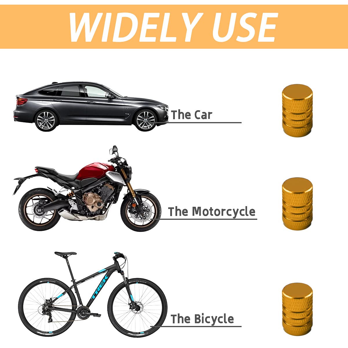 Aluminum Alloy Tire Valve Stem Caps, 4 Pack Universal Car Wheel Tire Valve Caps, Universal Stem Covers For Cars Trucks Motorcycl