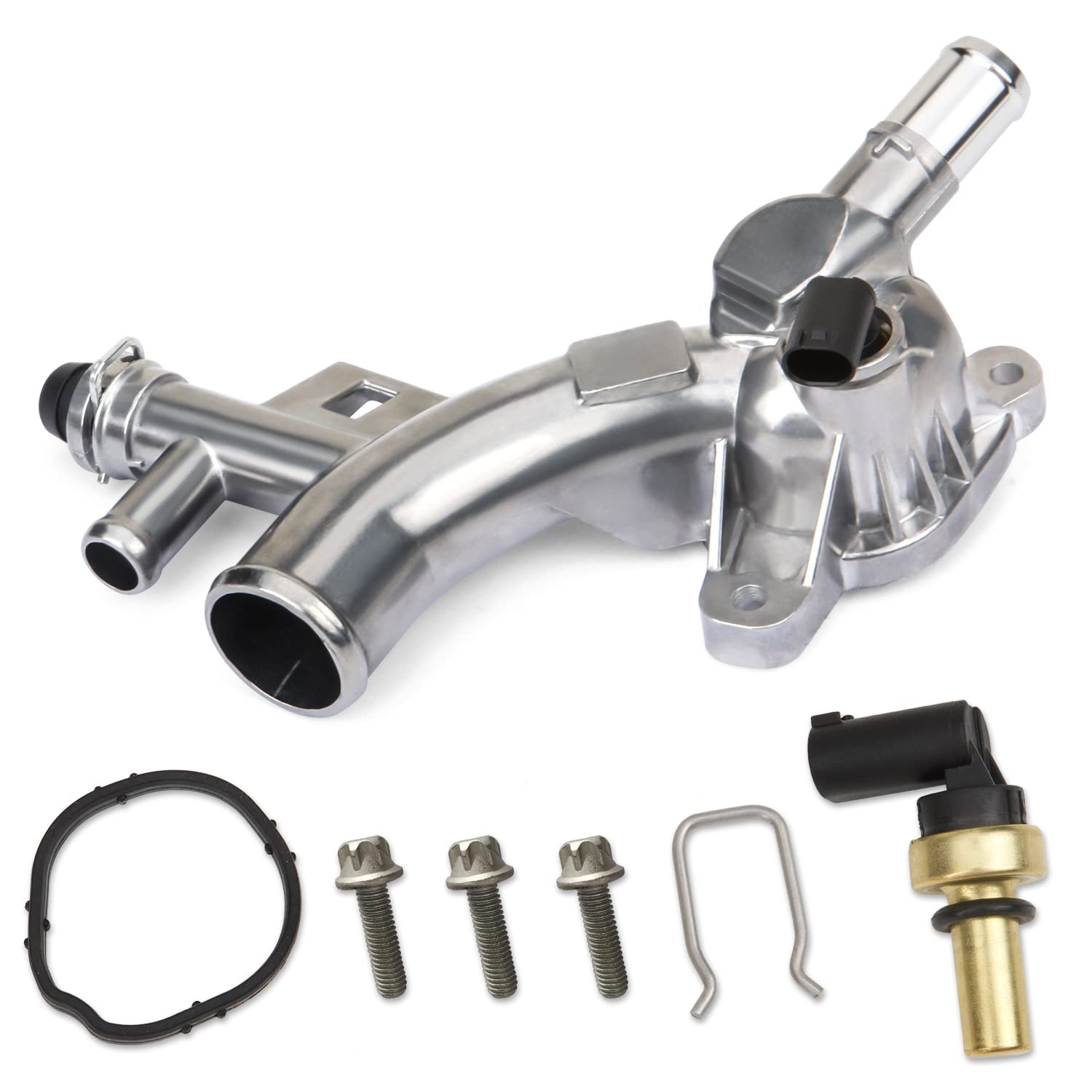 Mitzone Upgraded Aluminum Coolant Housing Water Outlet Compatible With 2011-2020 Chevy Cruze Sonic Trax Volt Buick Encore 1.4L Replace 25193922 902-846