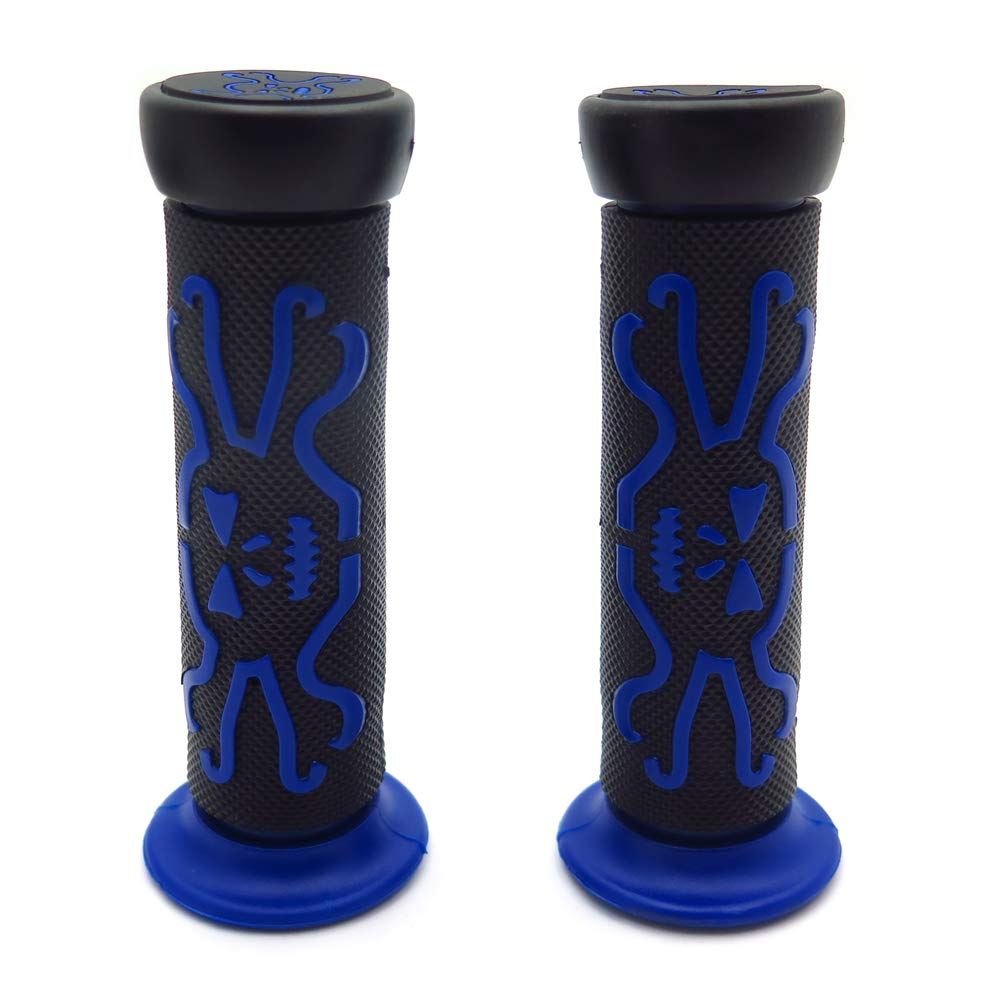 Httmt Xh4089- Skull Grips Blue Compatible With Quad Yamaha Kawasaki Polaris Seadoo Watercraft Bombardier Jet Ski Foreman Recon Rincon Bruin Grizzly Kodiak(7/8' Both Side)