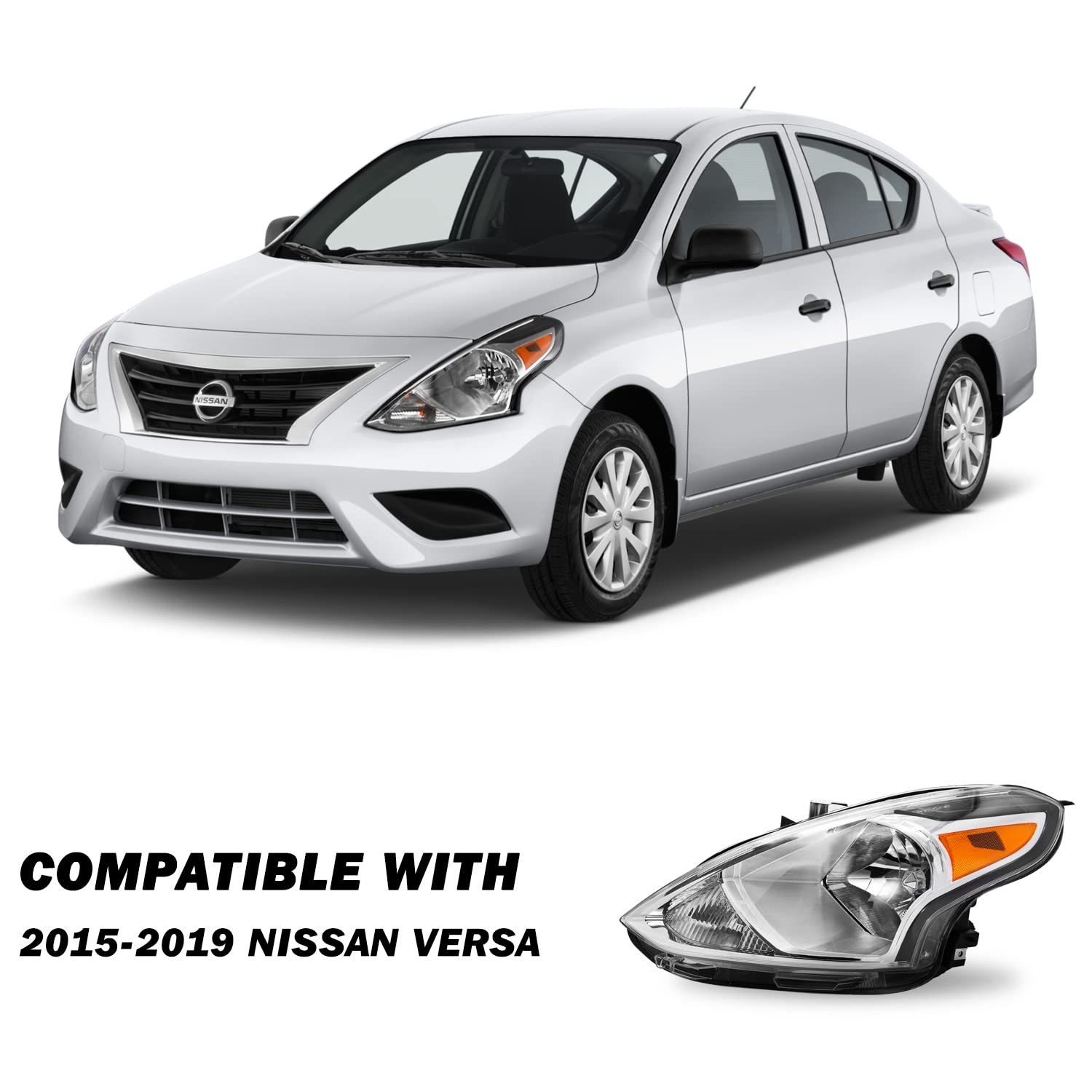 Sockir Headlight Assembly Compatible With 2015-2019 Nissan Versa Oem Style Halogen Headlamp Replacement Left Driver Side