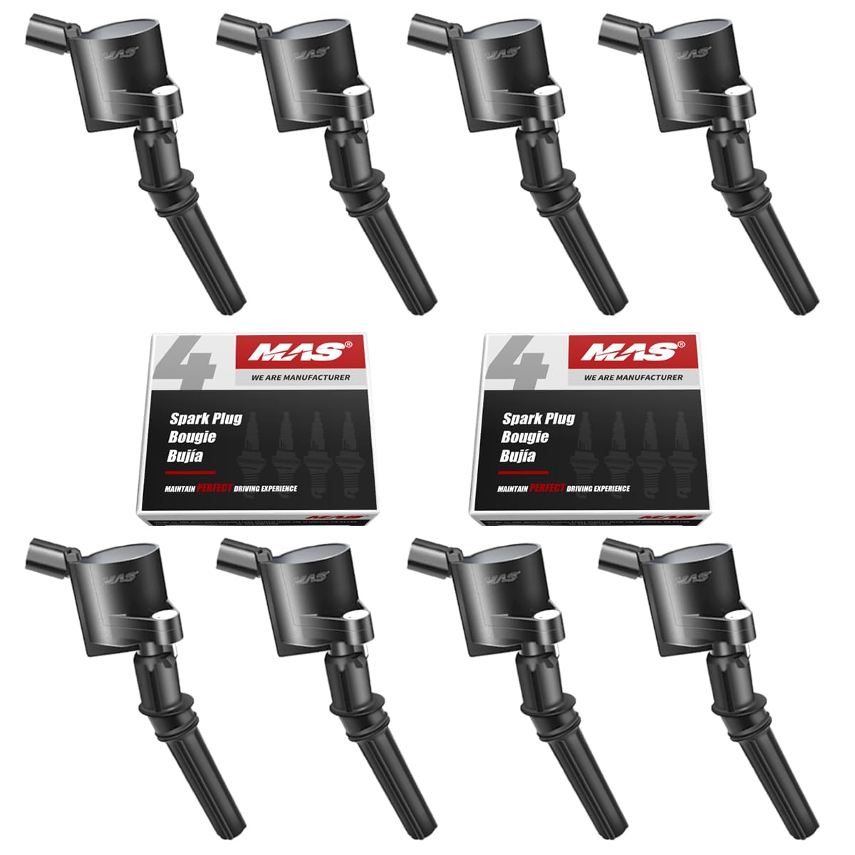 MAS Ignition Coil DG508 & Spark Plug SP479 AGSF22WM Compatible with Ford 5.4L 4.6L V8 Crown Victoria Expedition F150 F250 Mustan