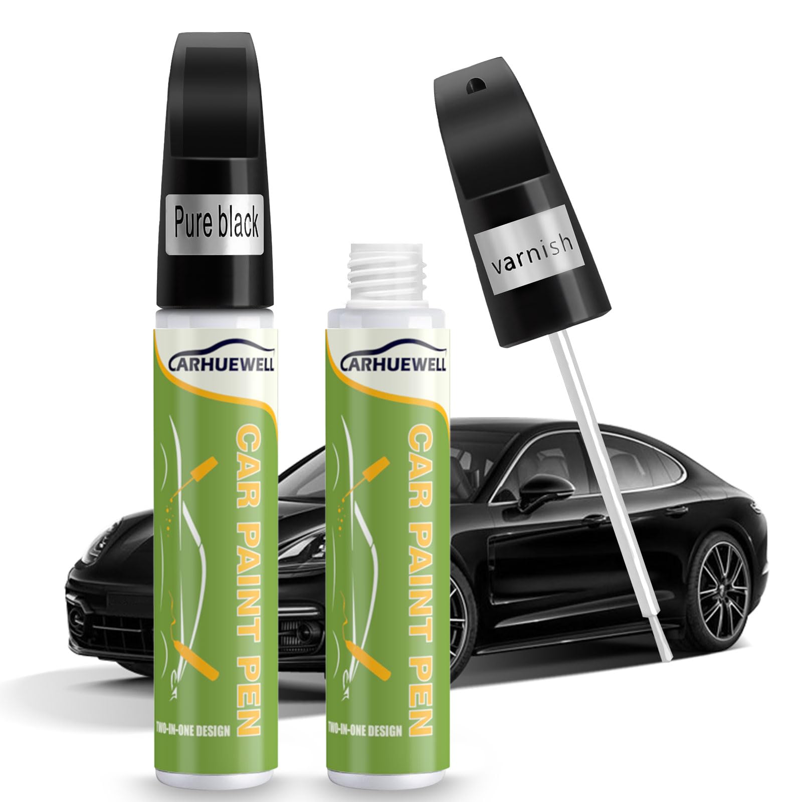 Carhuewell Black Touch Up Paint For Cars, Black Rim Scratch Remover Pen Automotive Wheel Scratch Fix Gloss Paint(Pure Black Varn