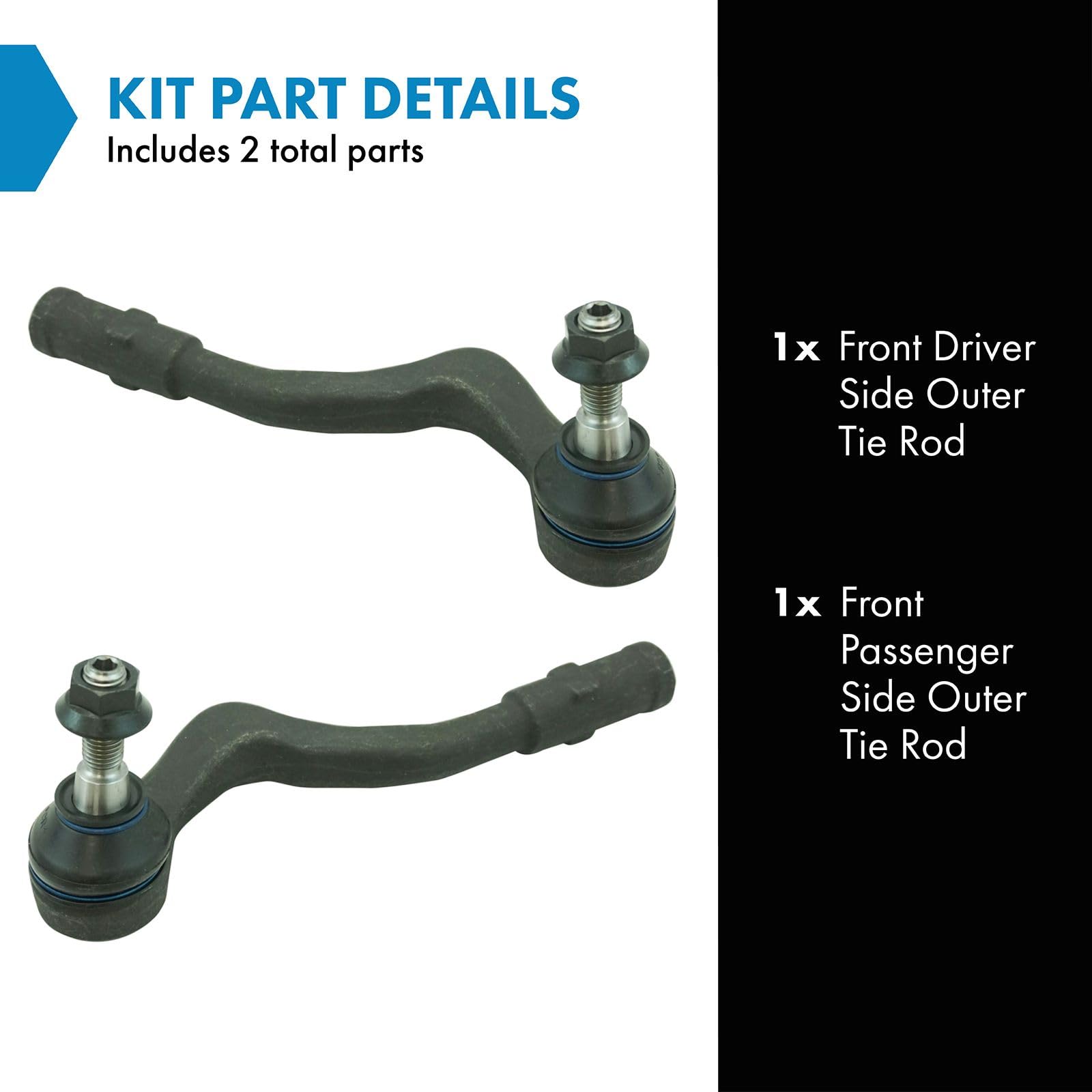 Trq Front Outer Tie Rod End Pair Set Of 2 Driver & Passenger Sides Compatible With Audi A4 A5 Q5