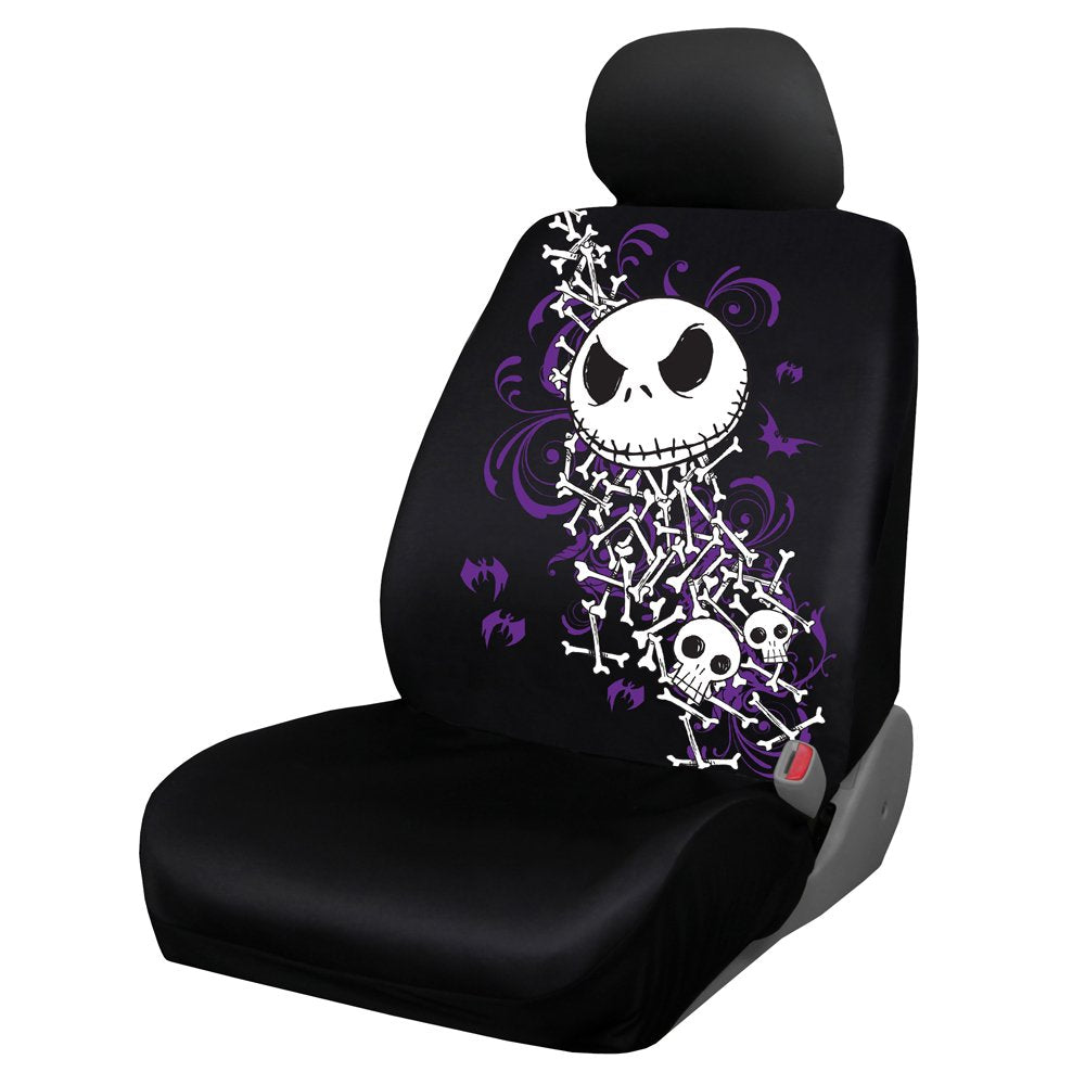 Nightmare Before Christmas Jack Skellington Bones Disney Movie Cartoon Character Auto Car Truck SUV Vehicle Low Back Front Bucket Seat Covers - Pair