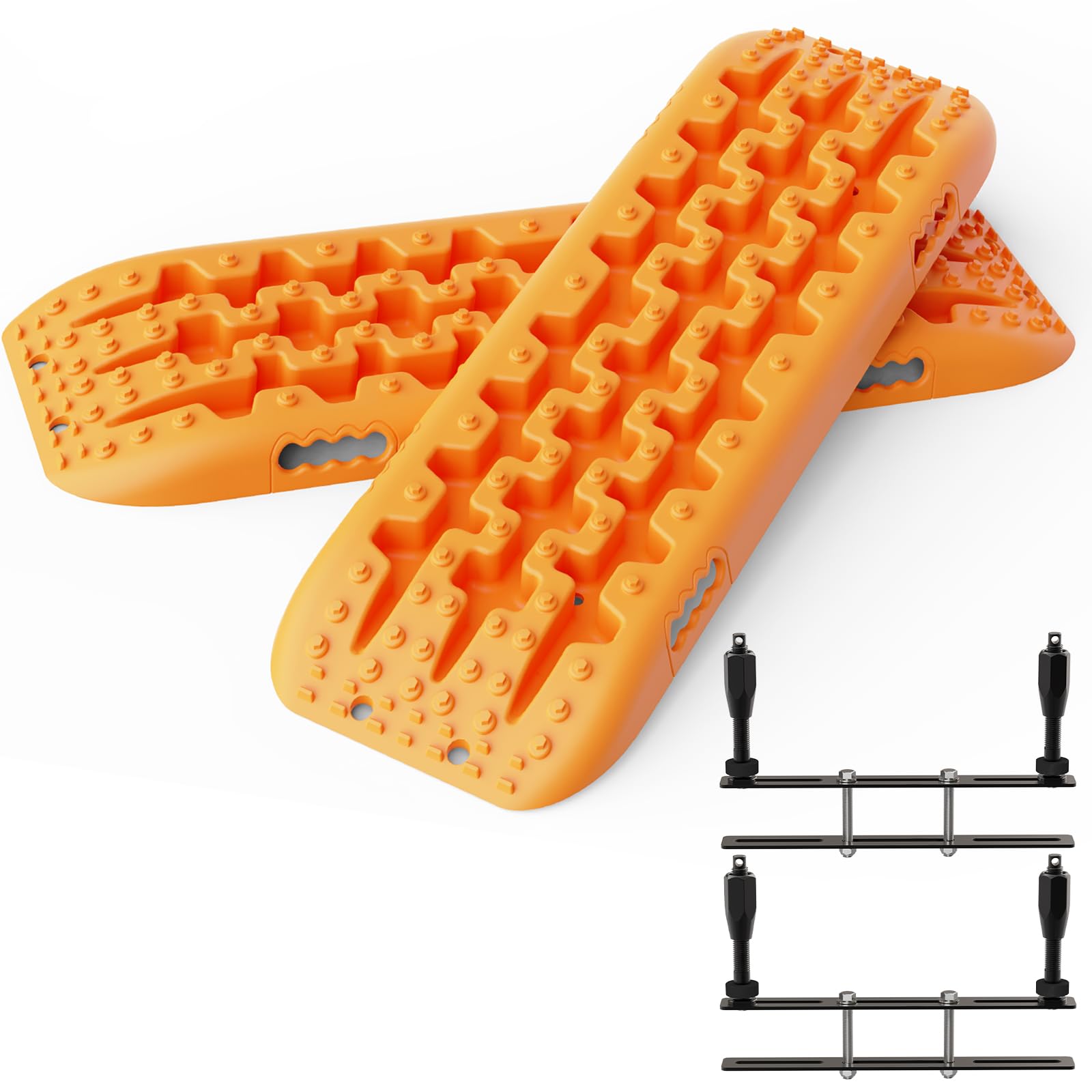 ALL-TOP Recovery Traction Boards 2PCS - Bendable Tire Friction Tracks, Reinforced, Orange, Model ATTM109C, Includes Carry Bag & Mounting Kit
