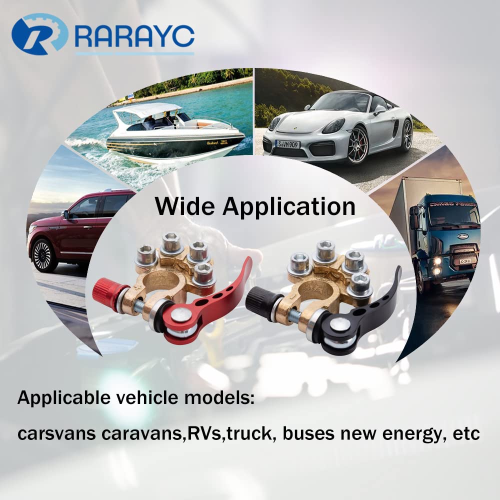 Rarayc 2 Pcs Military Spec Battery Terminal Connectors Top Post Kit With Cover,Copper Lugs,Heatshrink And Post Washer