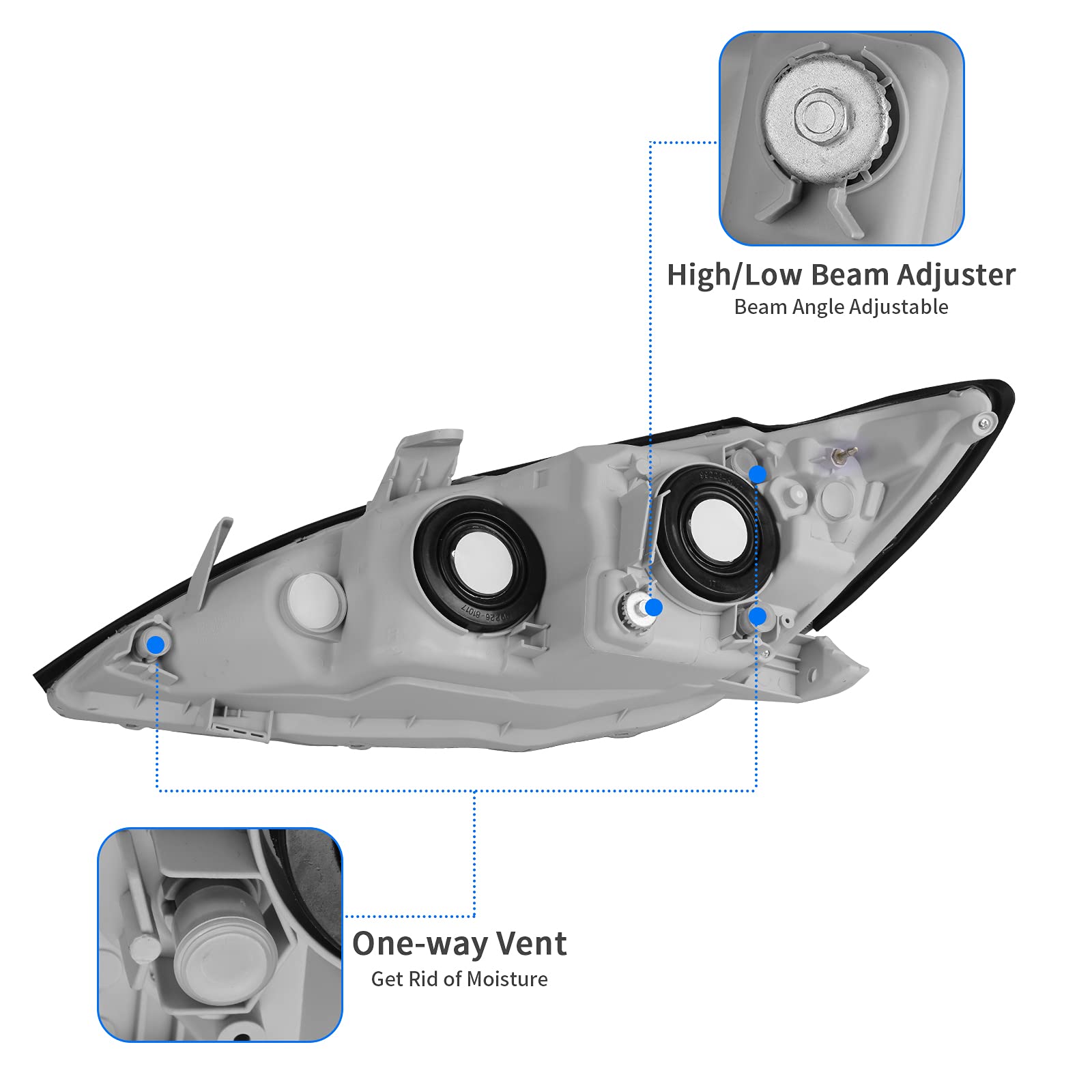 Dwvo Headlight Assembly Compatible With 05 06 2005-2006 Camry Us Built Le & Xle Headlamps Replacement Chrome Housing Amber Refle