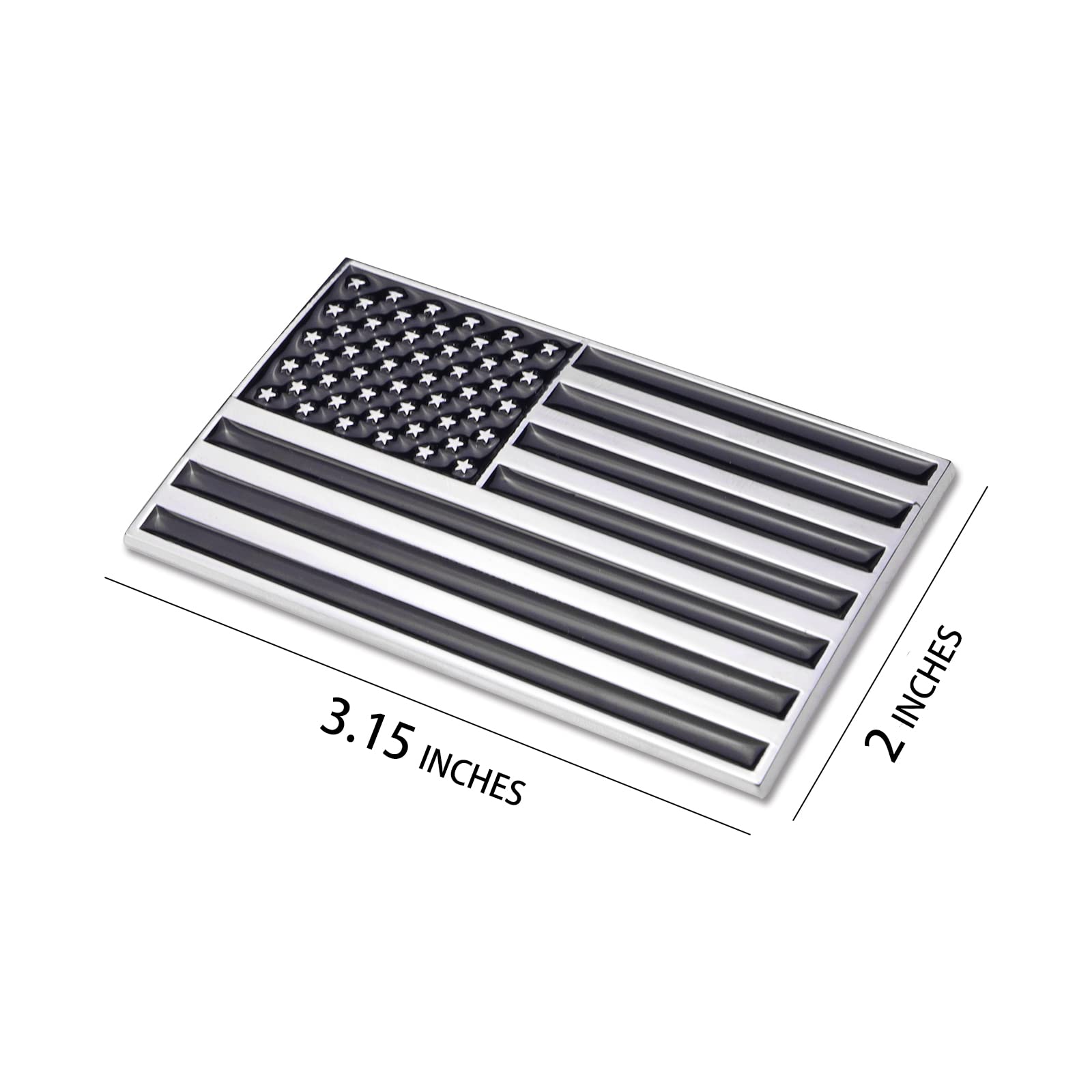 3D Black American Flag Metal Car Sticker, 3.15'' X 2'' Usa Flag Decal, Zinc Alloy Emblem For Truck, Car, Motocycle, Boat (Black)