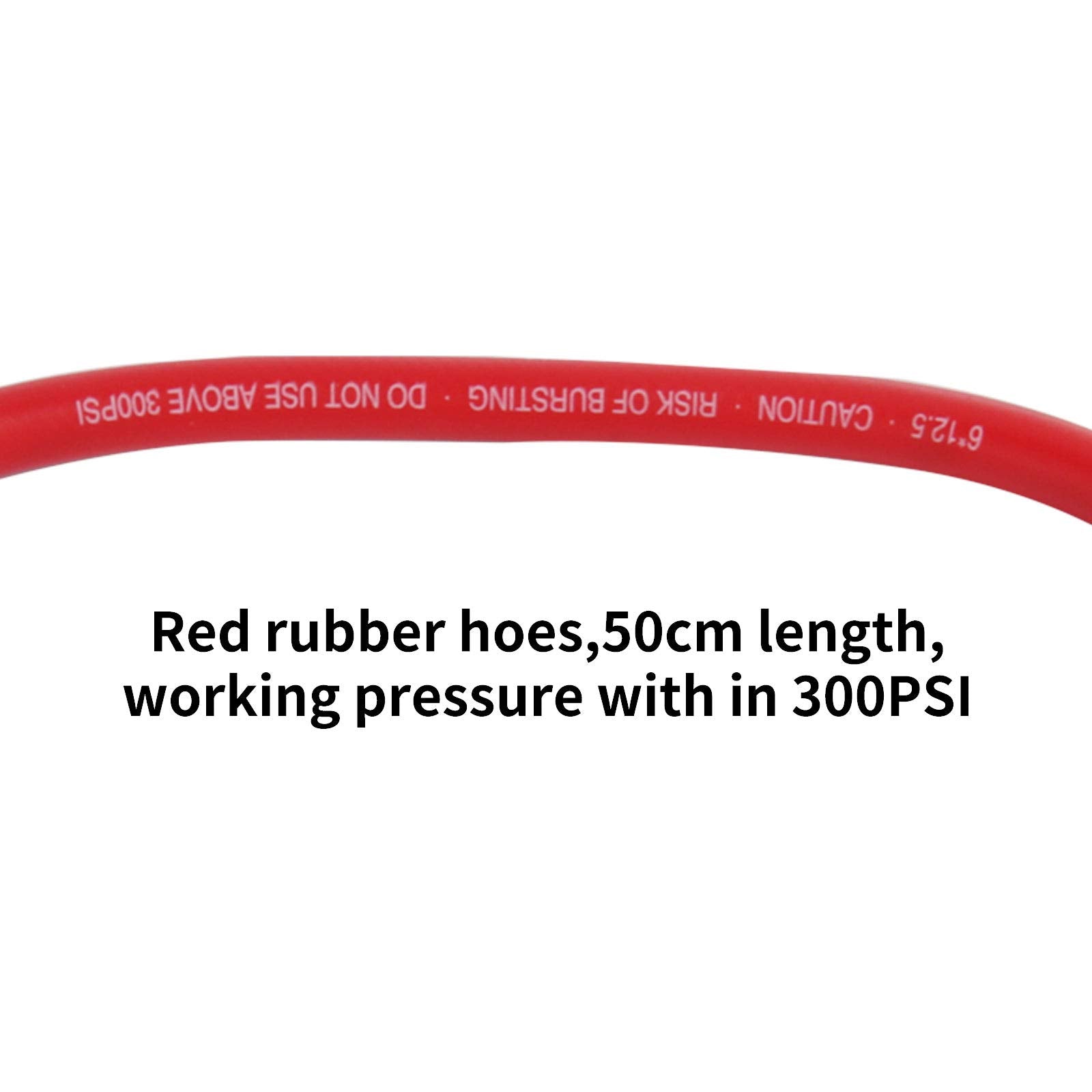 Solimeta Bayonet Style Inflator Gauge, Bayonet Inflator Gauge Kit, Straight-On Dual Foot Chuck, 20" Red Hos, Range 10-140Psi/Kpa