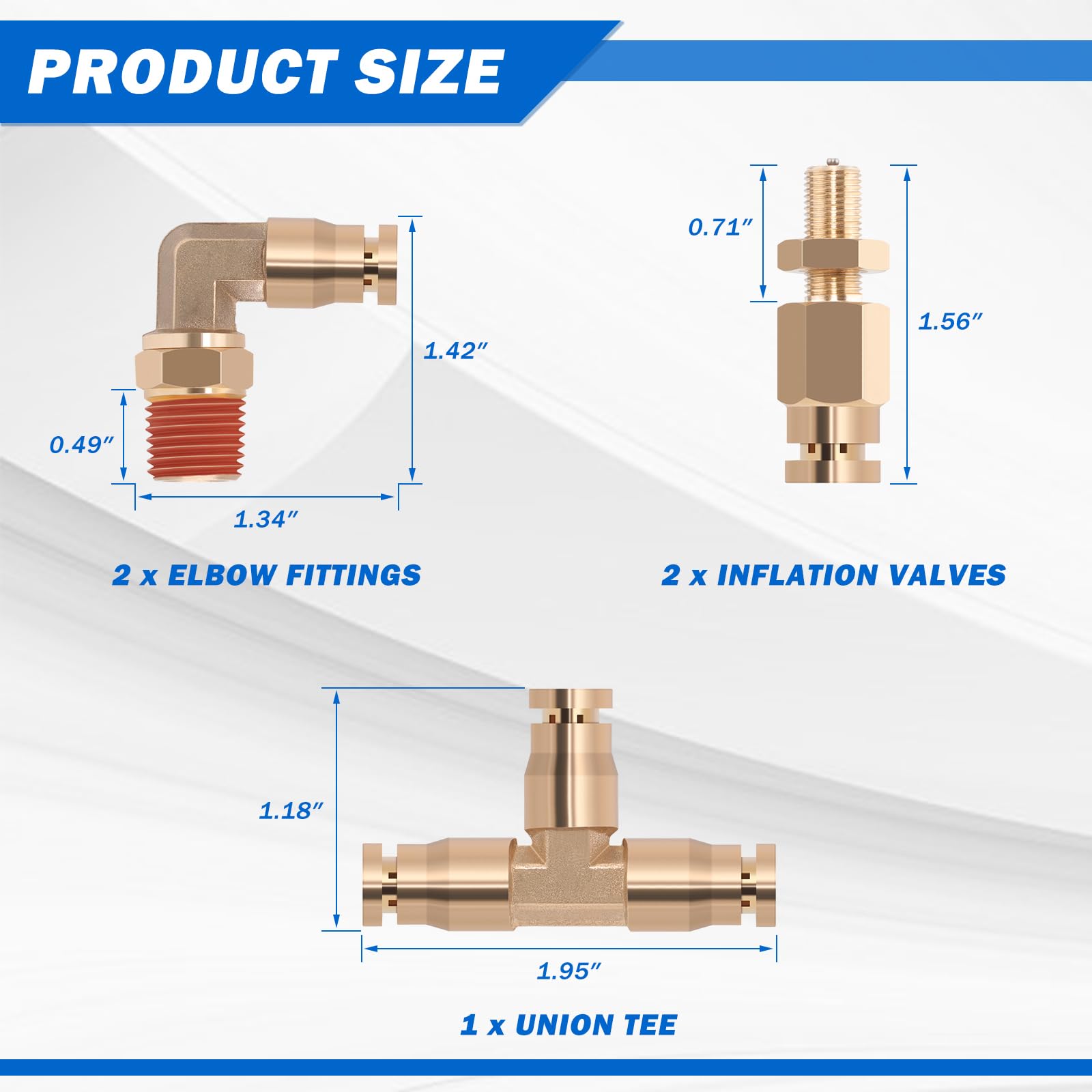 Taiidaues Air Line Service Kit for Air Bags Suspension Kit with Fittings, 1/4 NPT Push To Connect Fittings, 30 FT 1/4''OD PA Hos