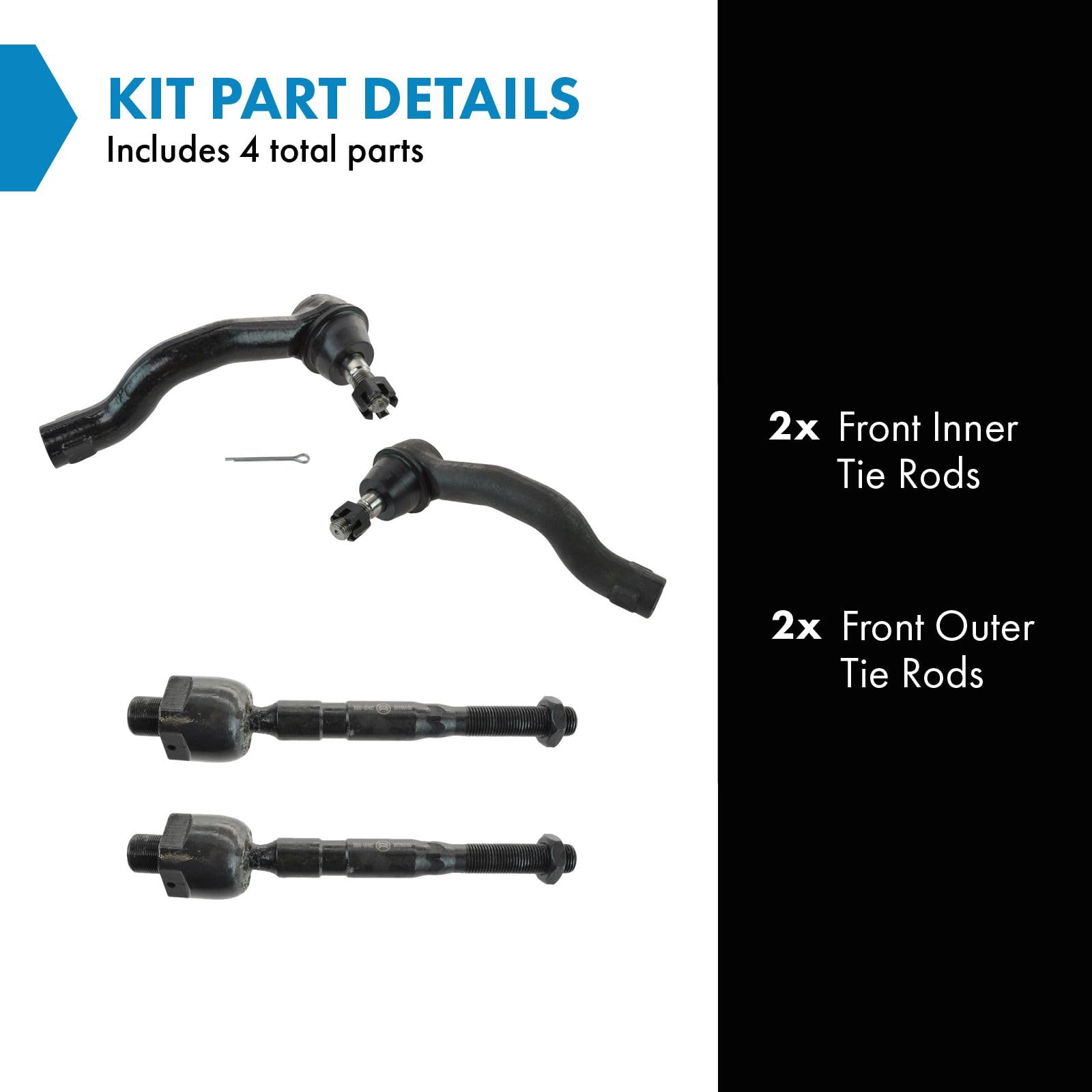 Trq Front Tie Rod Set Compatible With 2005-2019 Nissan Frontier 2005-2012 Pathfinder 2005-2015 Xterra 2009-2012 Suzuki Equator