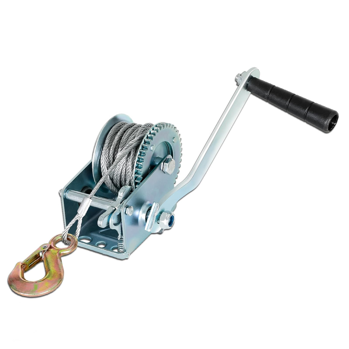 Easyberg 600Lbs Hand Winch With 26.3Ft Steel Cable, Two-Way Adjustable Boat Trailer Winch With Hook, Manual Hand Crank Winch For