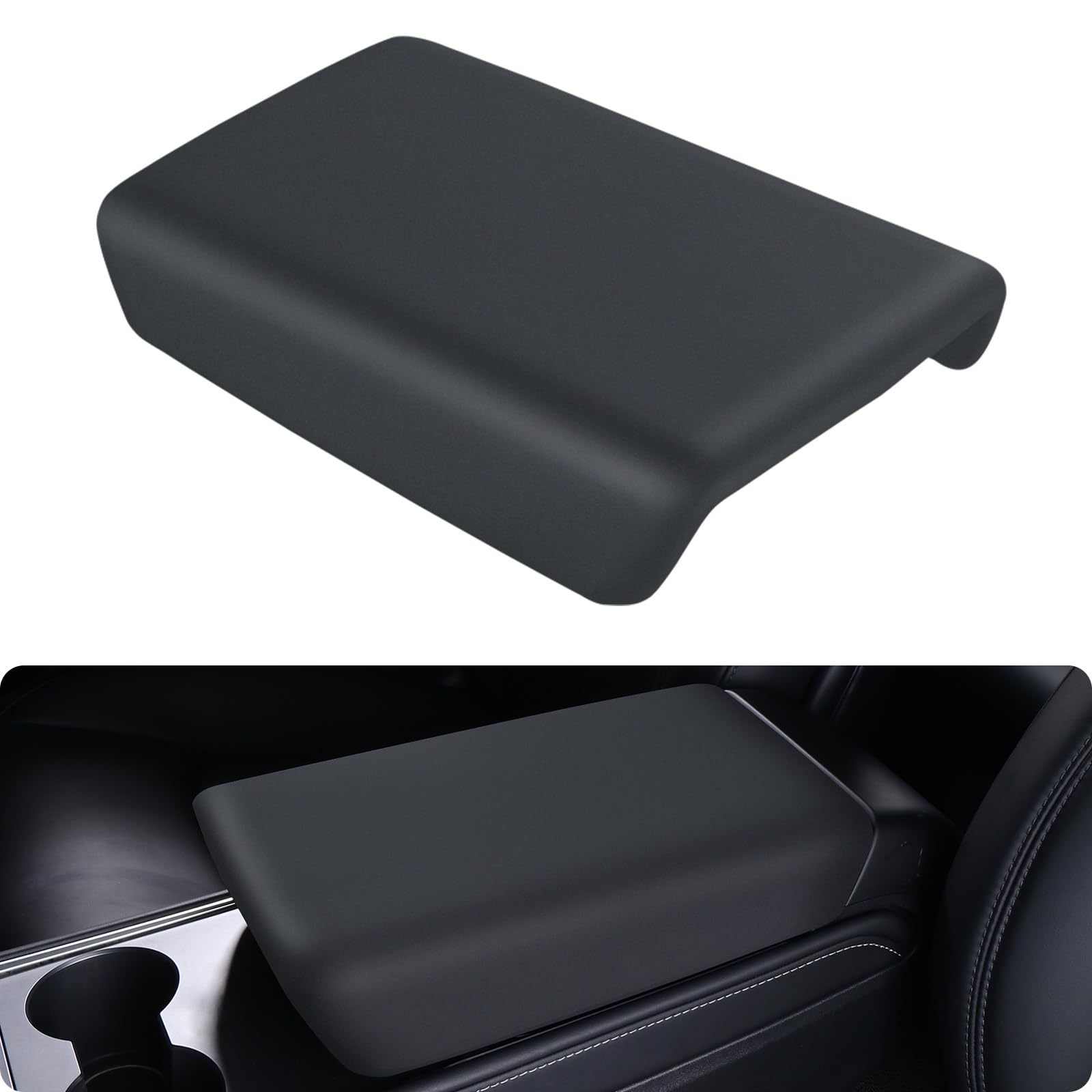 Basenor 2025 Upgraded Tesla Model 3 Model Y Center Console Cover Tpu Armrest Cover Non-Slip Protector Armrest 2017-2024 Tesla In