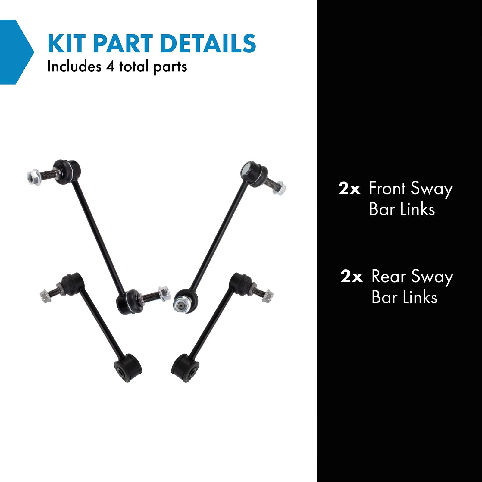 Trq Sway Bar Stabilizer Link Set Front & Rear Compatible With 13-19 Ats 14-19 Cts
