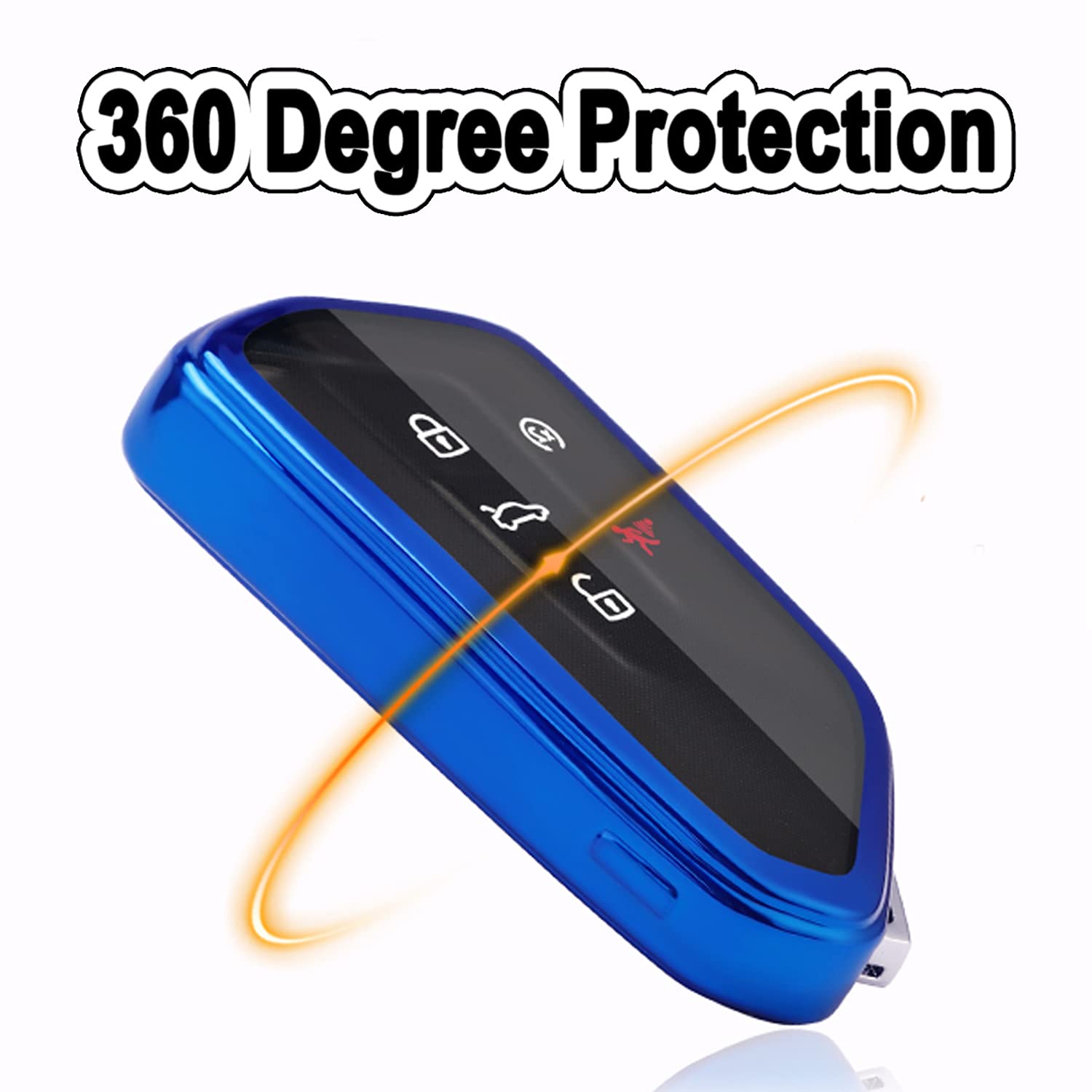 Key Fob Cover Fit For Volkswagen Vw Mk8 Golf/Gti Skoda Octavia Soft Tpu Remote Holder Skin Protector Jacket Keyless Entry Sleeve Accessories (Blue)