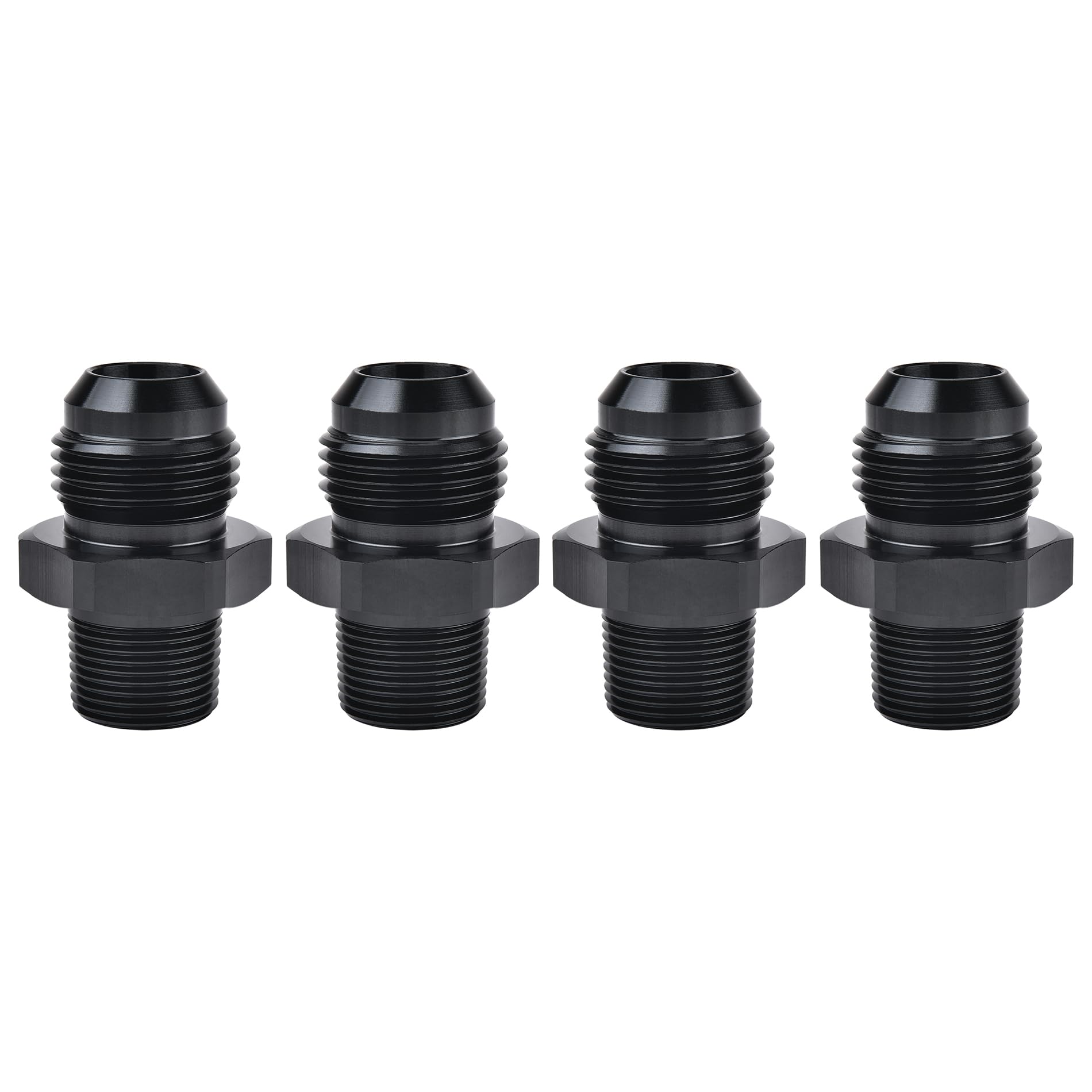 EVIL ENERGY 10AN Male Flare to 3/8'' NPT Pipe Fitting Adapter Aluminum Straight Black 4PCS
