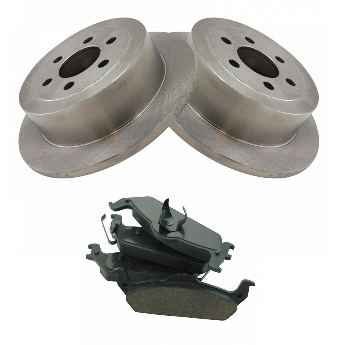 TRQ Rear Brake Pad & Rotor Kit Brake Pads Brake Rotor Ceramic Compatible with 2003-2004 Dodge Dakota