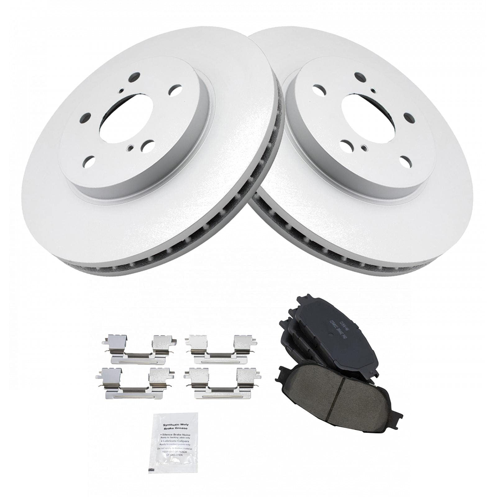Trq Front Posi Ceramic Brake Pads & G-Coated Rotors Kit Compatible With Toyota Lexus