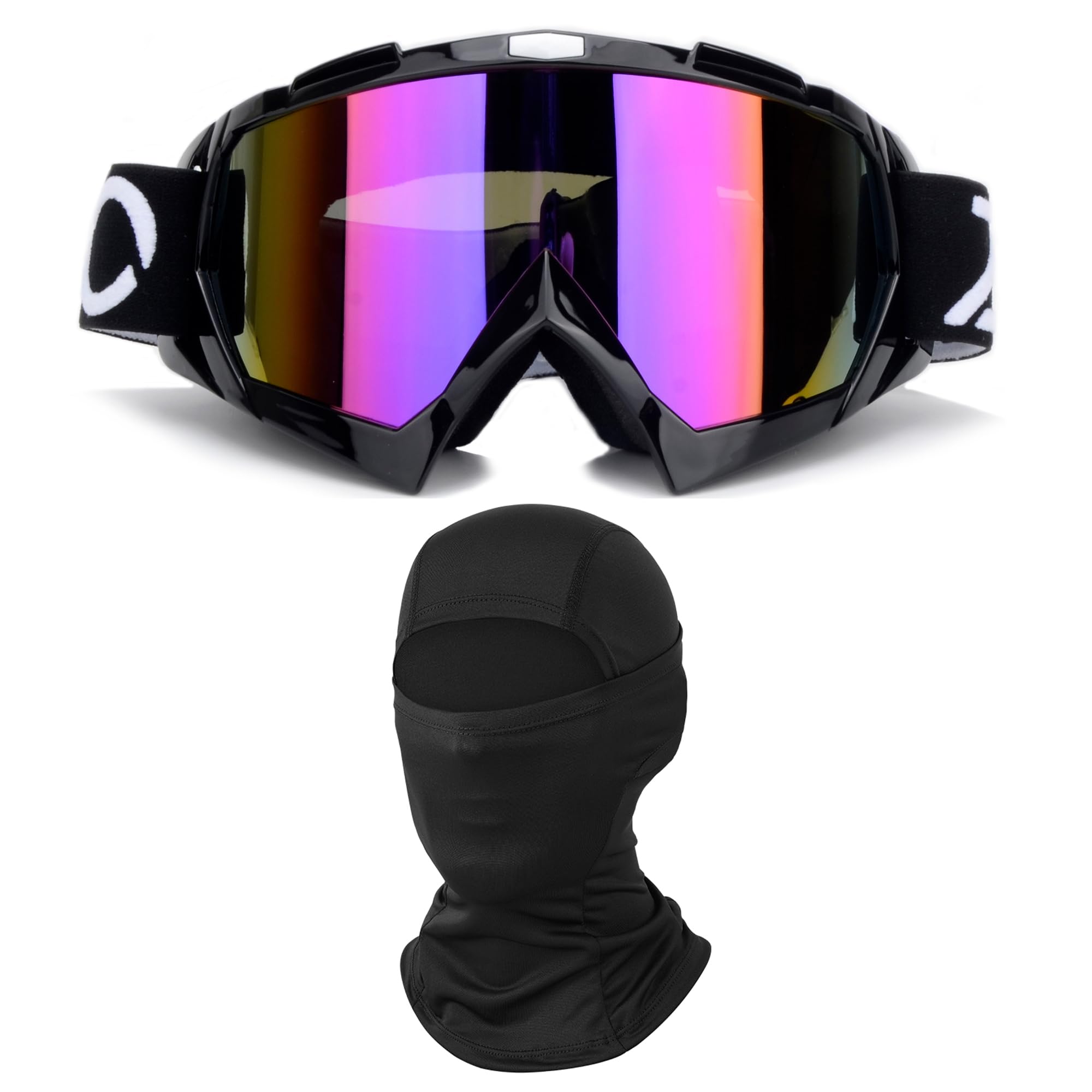 ATV Goggles with Balaclava face Mask for Men Women and Youth, Dirt Bike Motorcycle Motocross Riding Ski Goggles (Black Color+Bla