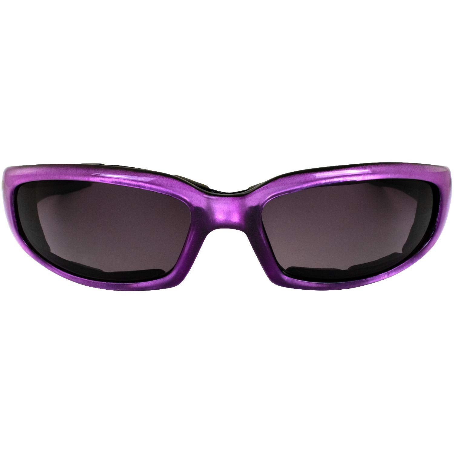 Birdz 2 Pairs Of Eyewear Chill Women'S Padded Motorcycle Sunglasses, Purple Frames With Clear & Super Dark Lenses