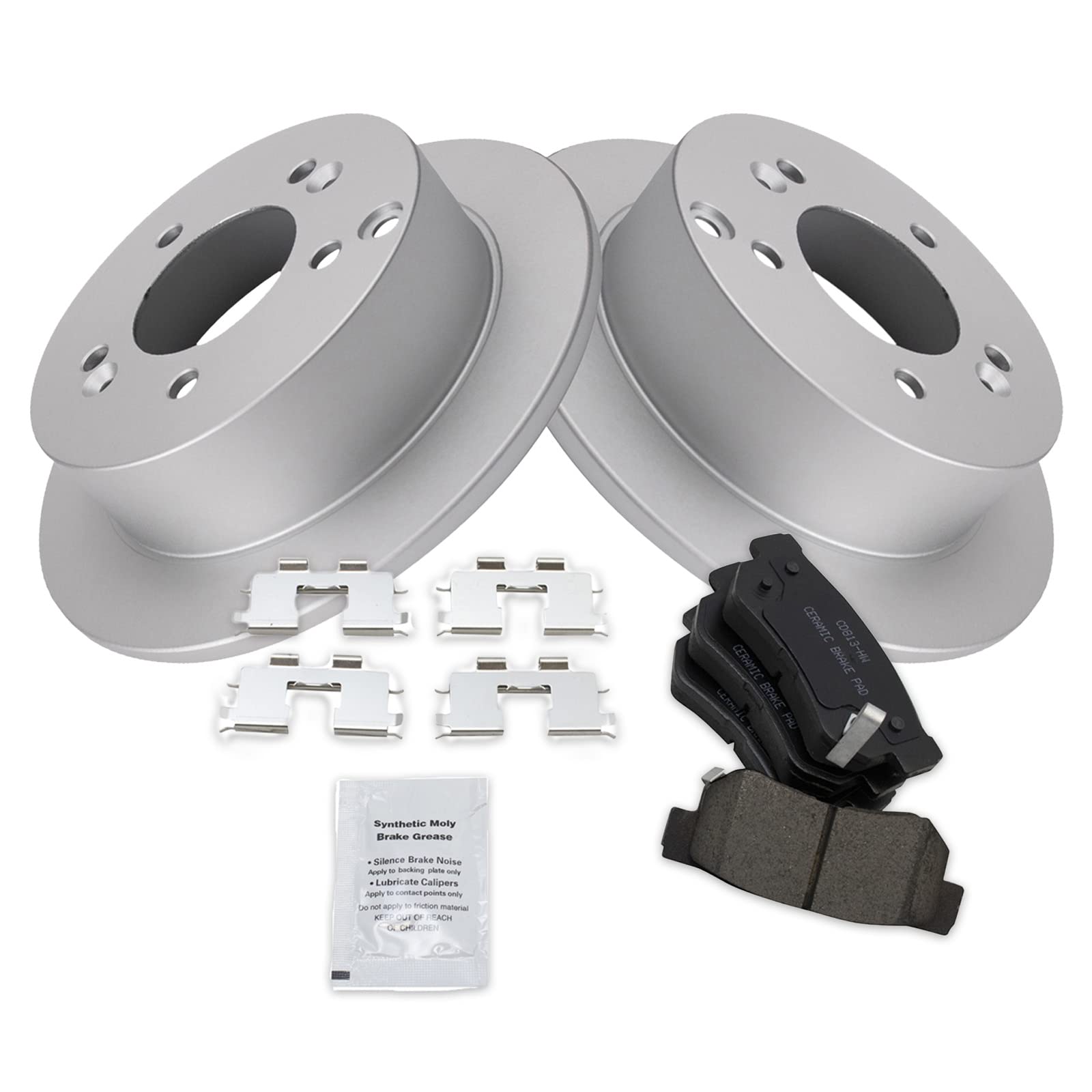 Trq Premium Posi Ceramic Brake Pad & Coated Rotor Kit Compatible With Sonata Sportage Optima