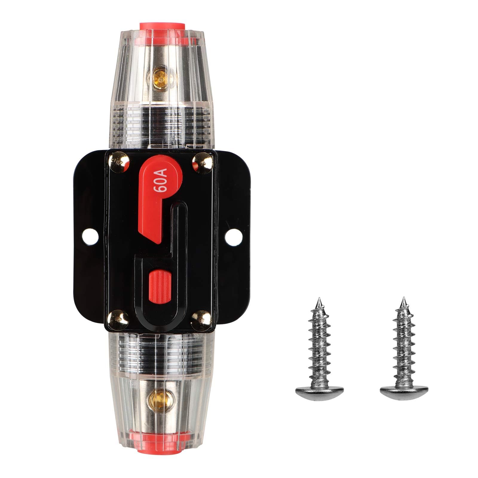 M1A2 60 Amp Circuit Breaker Switch 60A Waterproof Fuse Inline Holder 3-15 Awg Resettable Fuse Manual Reset 12V-48V Dc For Car Au