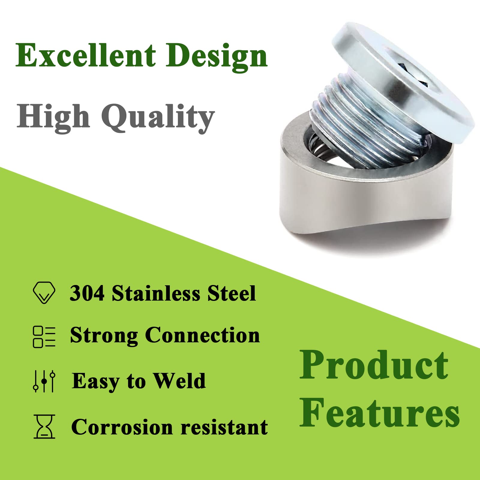 I Little Bamboo O2 Sensor Bung, Stainless Steel Oxygen Sensor Mounting Bungs And Plugs, M18 X 1.5 Thread Notched Style Oxygen Sensor Fitting Bungs, Suitable For 3 Inch Pipe- 2 Bungs/2 Plugs