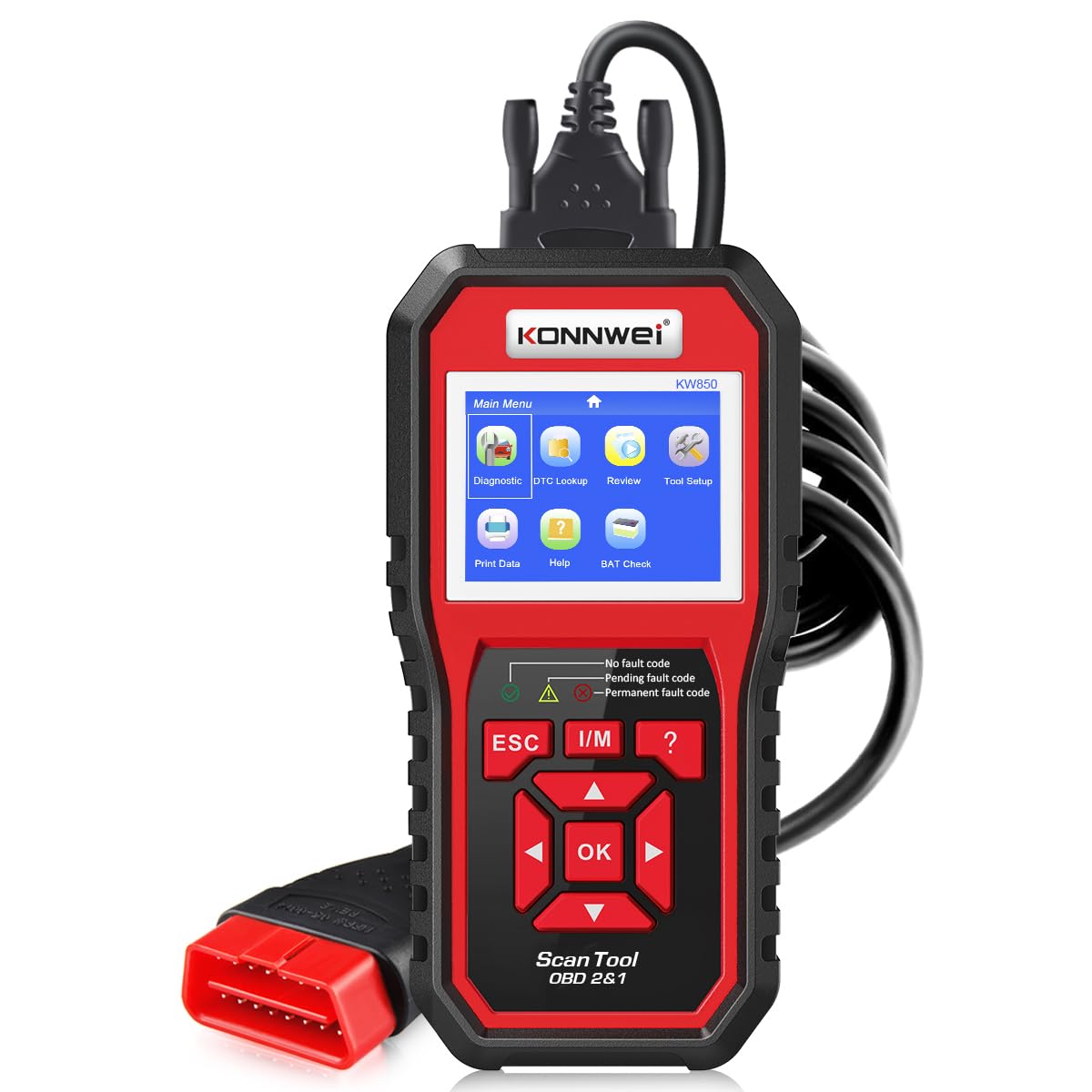 KONNWEI KW850 Professional OBD2 Scanner Auto Code Reader Diagnostic Check Engine Light Scan Tool for OBD II Cars After 1996(Orig