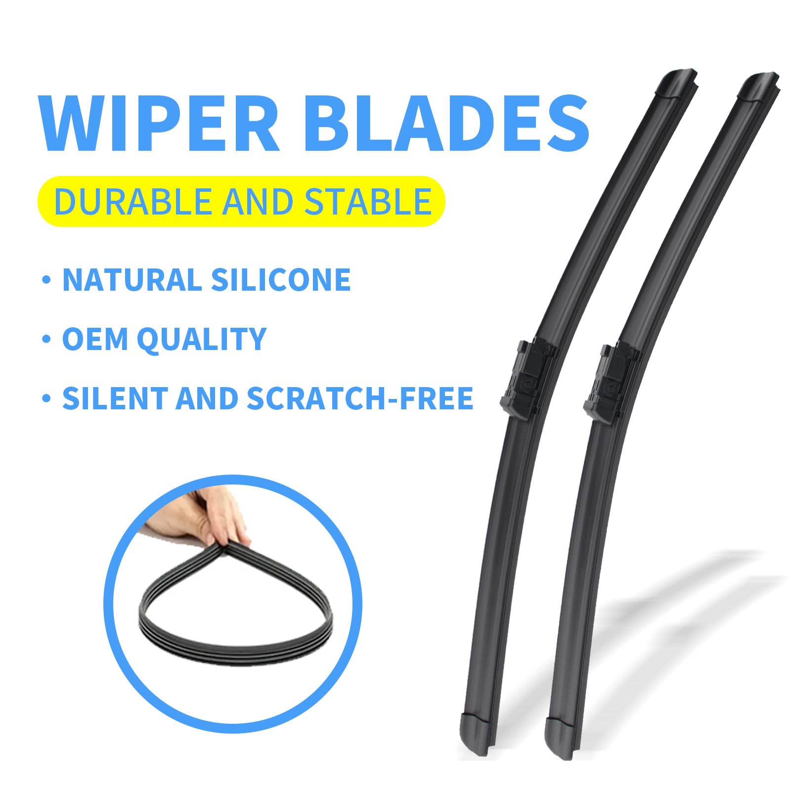 Gavimnal 26''+17''+12'' Silicone Wiper Blades Replacement For Cadillac Srx 2010-2016,All-Season Front Rear Windshield Wiper Blad